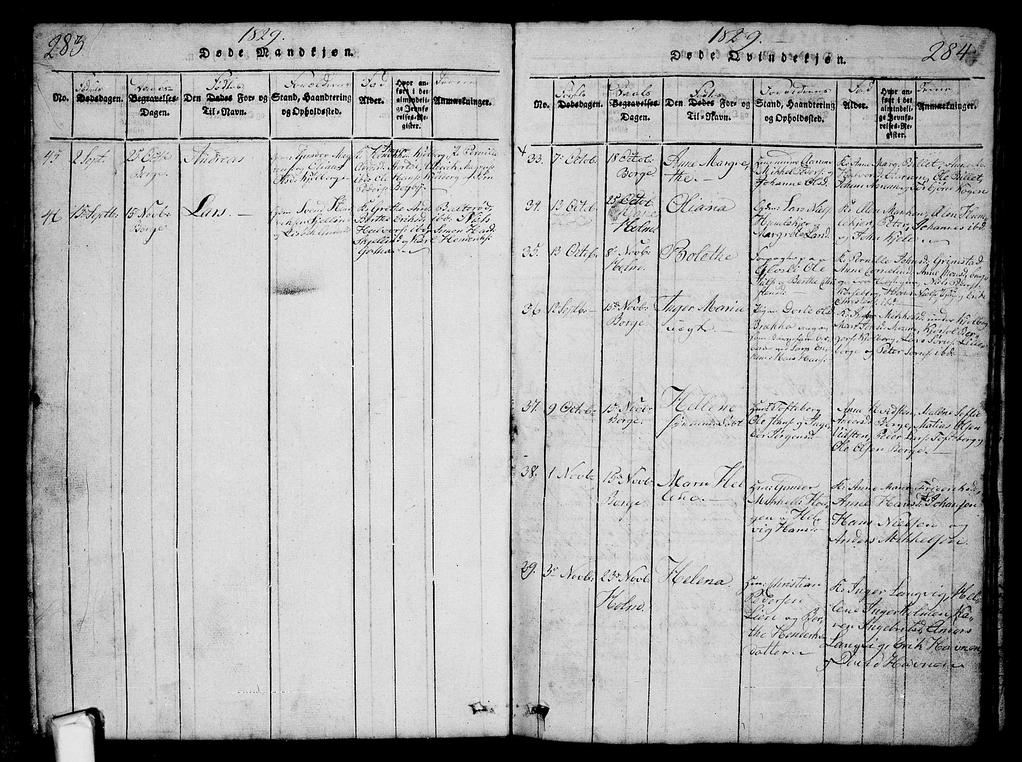 Borge prestekontor Kirkebøker, AV/SAO-A-10903/G/Ga/L0001: Parish register (copy) no.  I 1, 1815-1835, p. 283-284