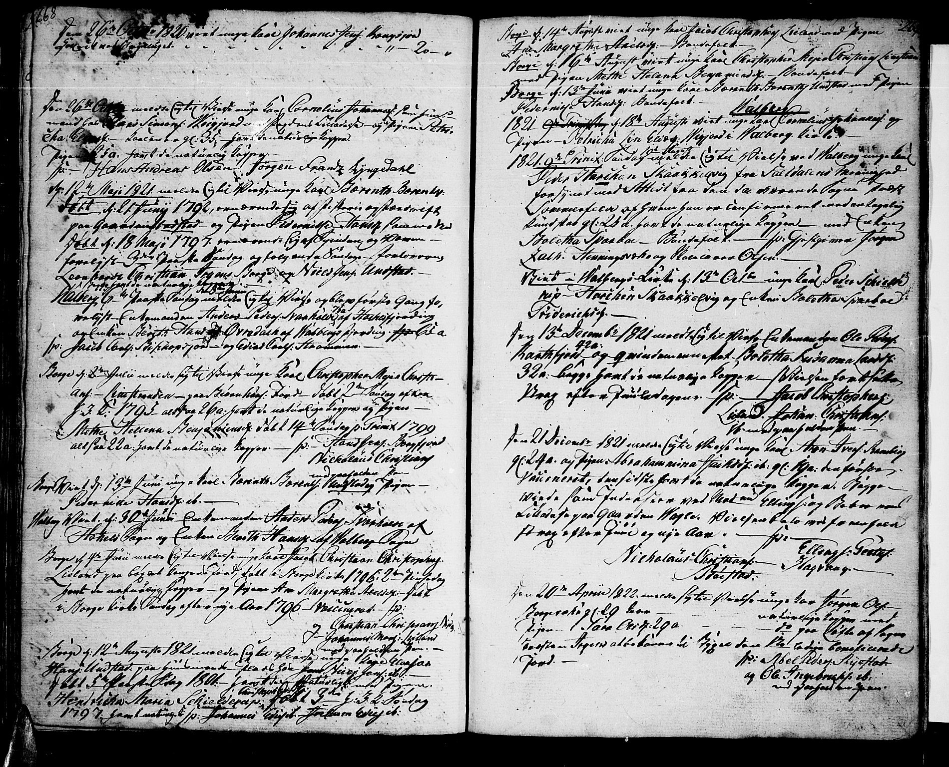 Ministerialprotokoller, klokkerbøker og fødselsregistre - Nordland, SAT/A-1459/880/L1129: Parish register (official) no. 880A03, 1796-1821, p. 268-269