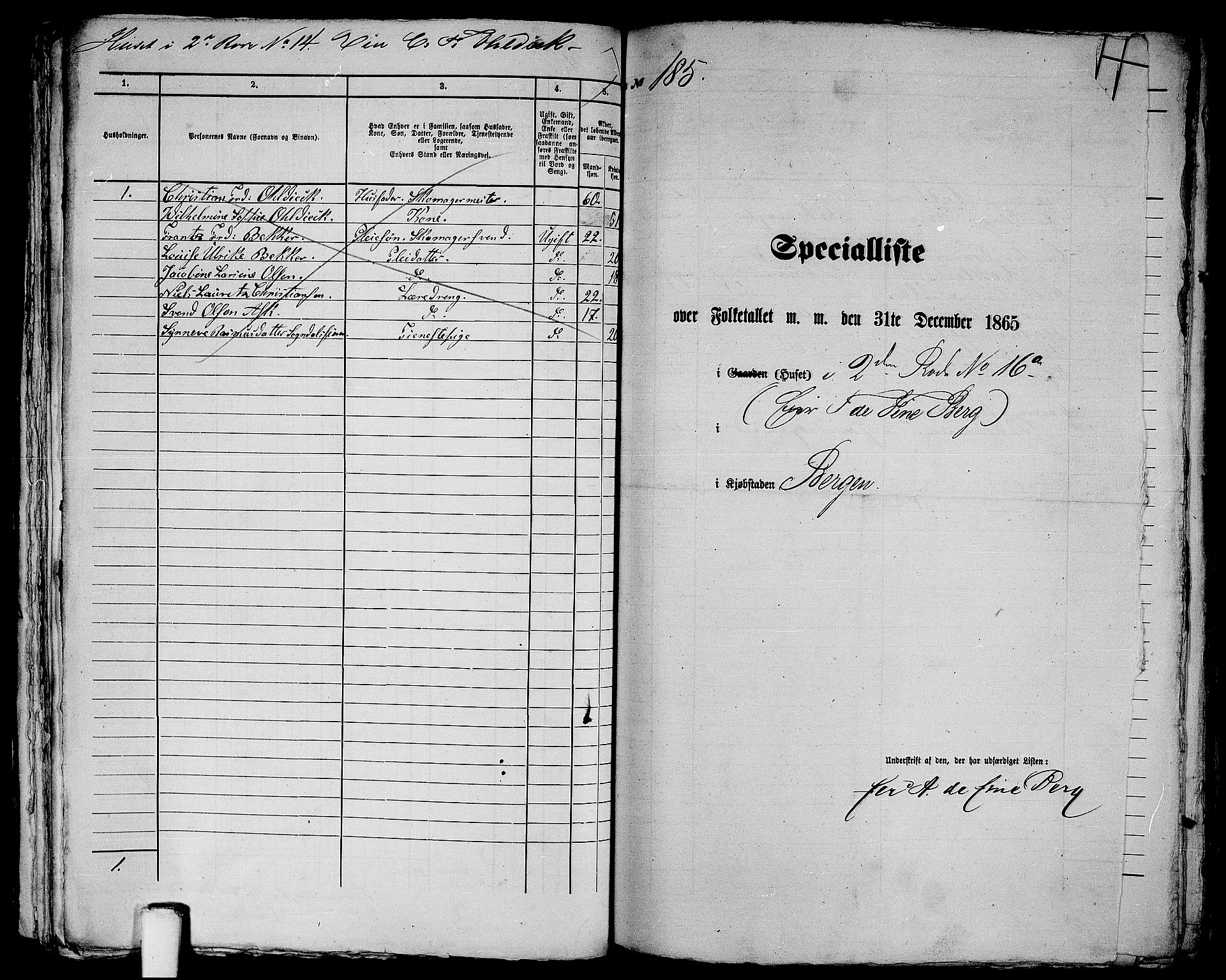 RA, 1865 census for Bergen, 1865, p. 415