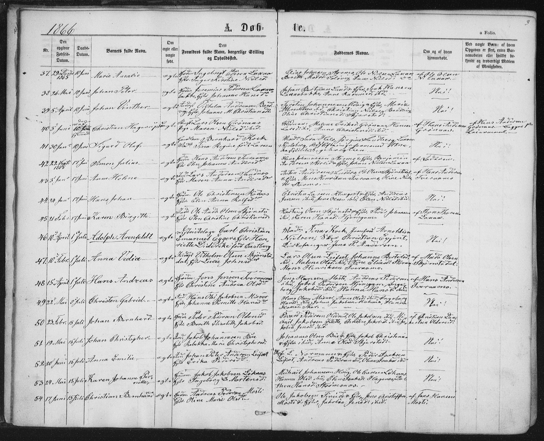 Ministerialprotokoller, klokkerbøker og fødselsregistre - Nordland, AV/SAT-A-1459/852/L0739: Parish register (official) no. 852A09, 1866-1877, p. 3