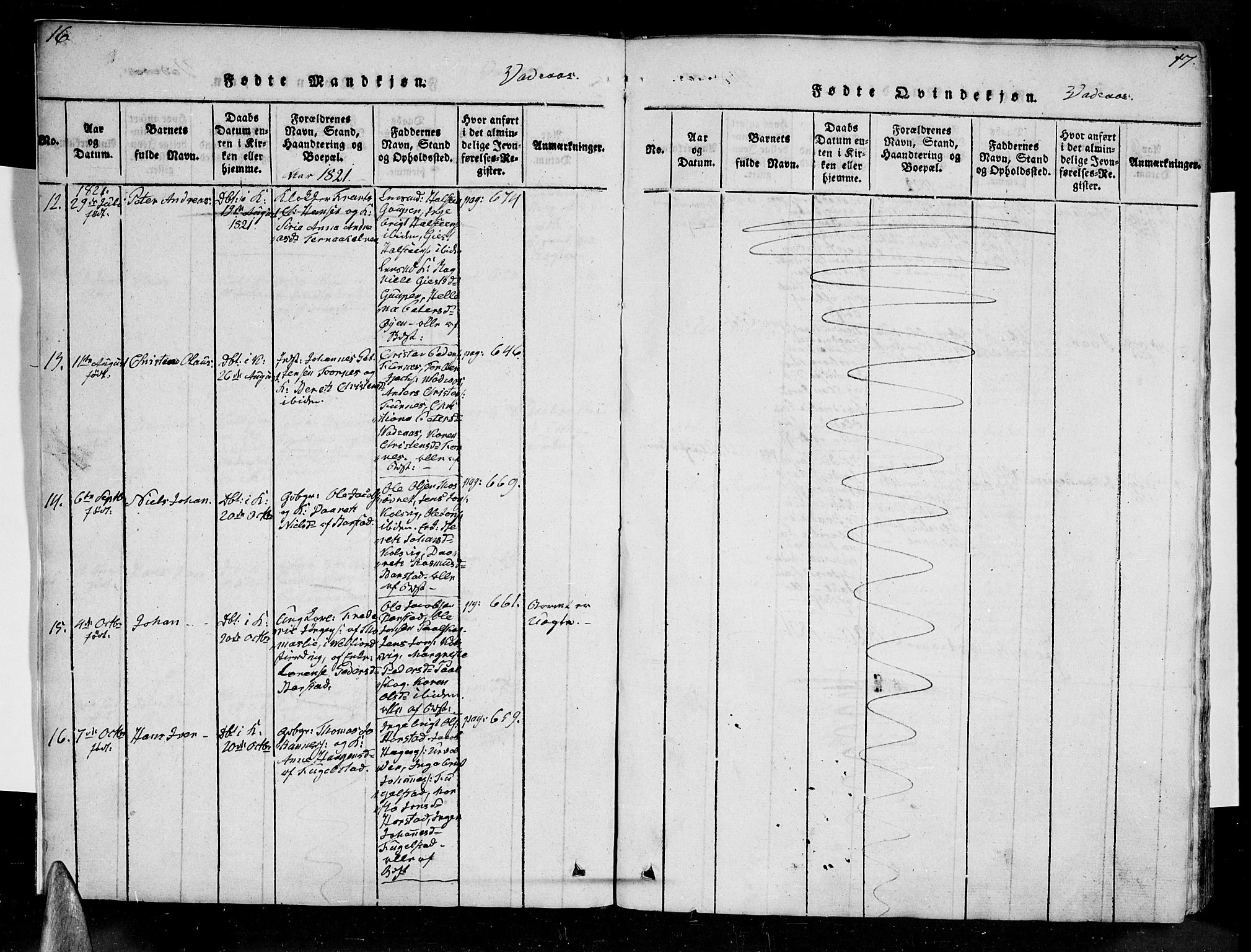 Ministerialprotokoller, klokkerbøker og fødselsregistre - Nordland, AV/SAT-A-1459/810/L0142: Parish register (official) no. 810A06 /1, 1819-1841, p. 16-17