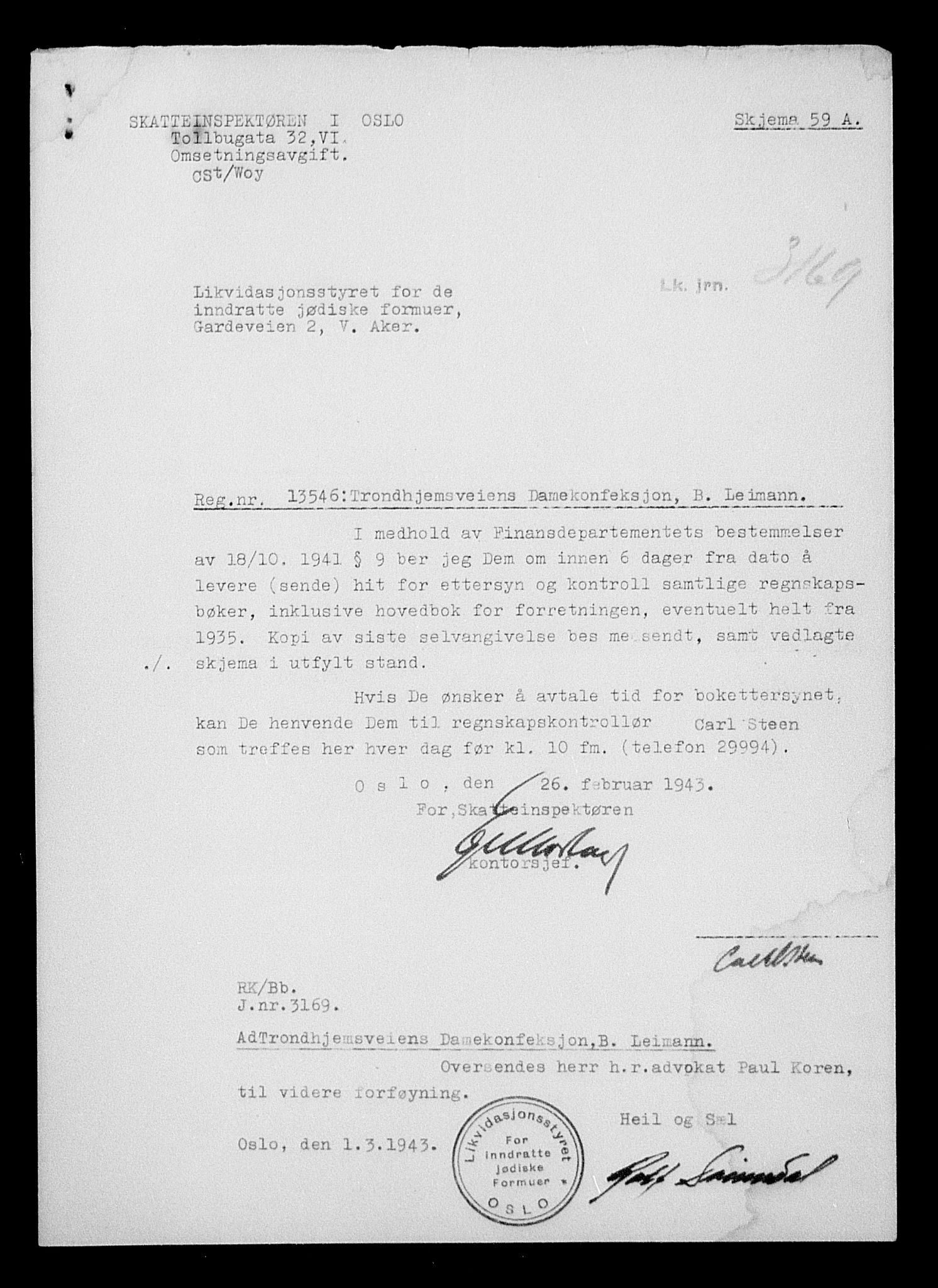 Justisdepartementet, Tilbakeføringskontoret for inndratte formuer, AV/RA-S-1564/H/Hc/Hcc/L0984: --, 1945-1947, p. 556