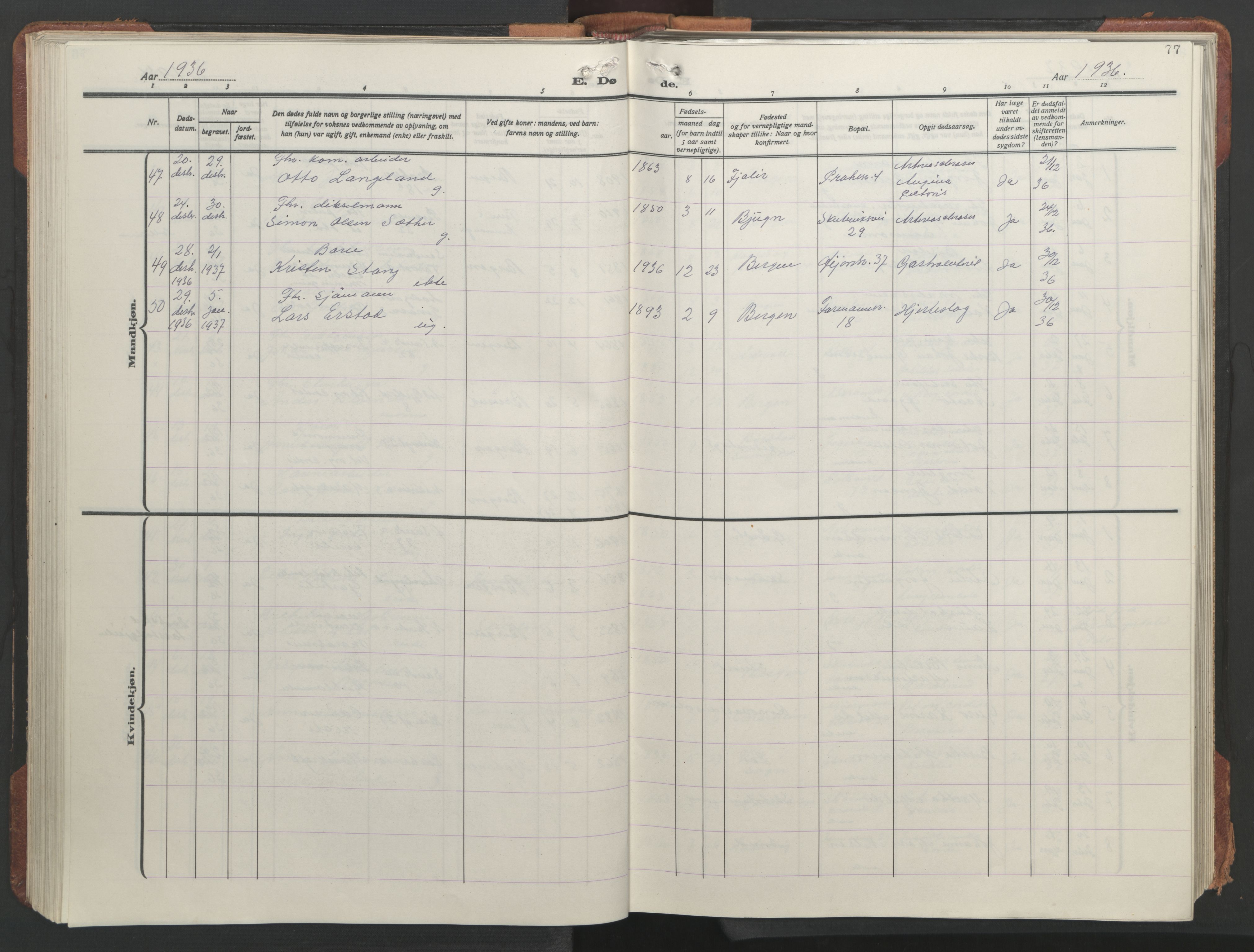 Sandviken Sokneprestembete, AV/SAB-A-77601/H/Hb/L0018: Parish register (copy) no. E 2, 1926-1962, p. 76b-77a