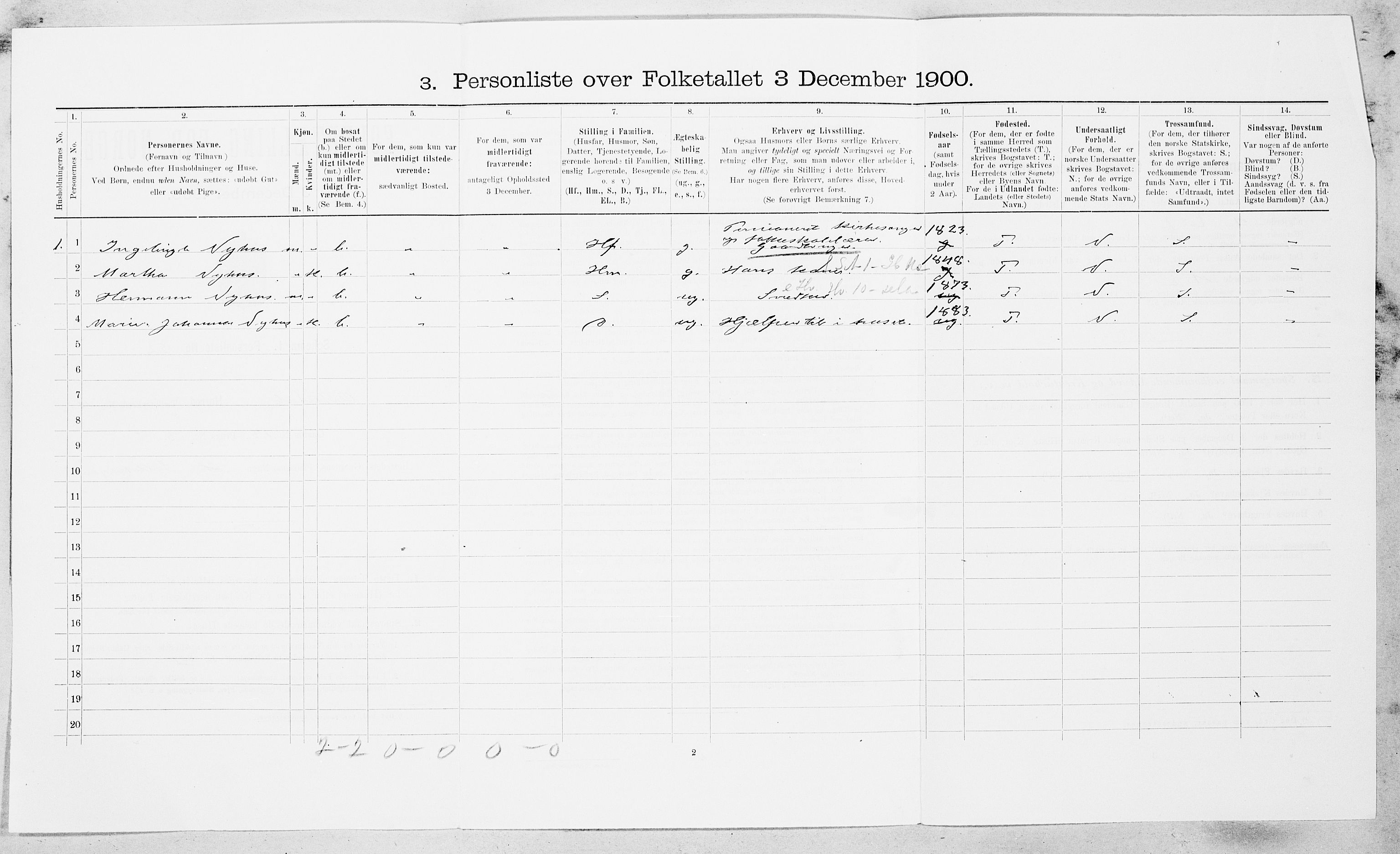 SAT, 1900 census for Orkdal, 1900, p. 706