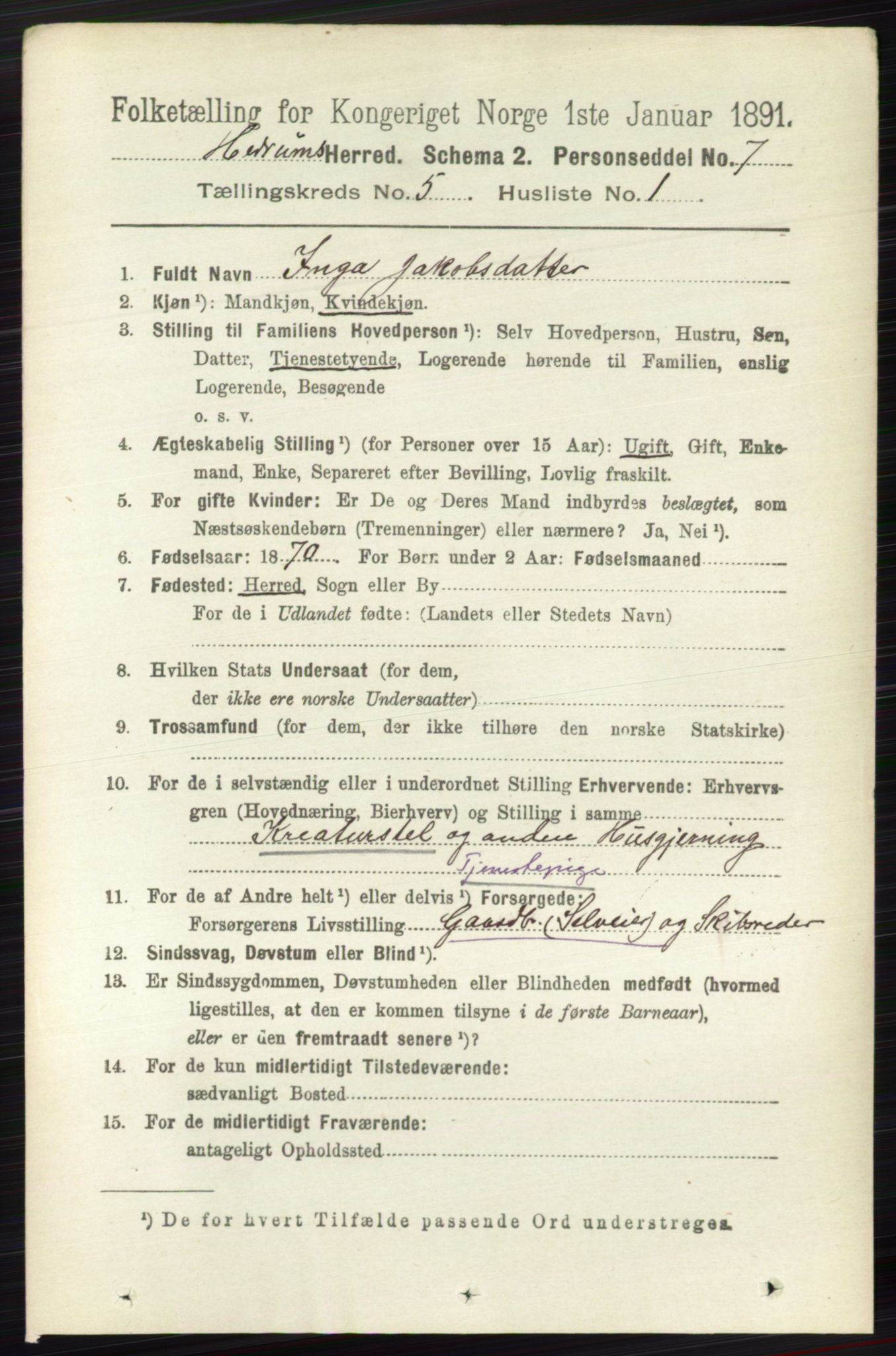 RA, 1891 census for 0727 Hedrum, 1891, p. 1972