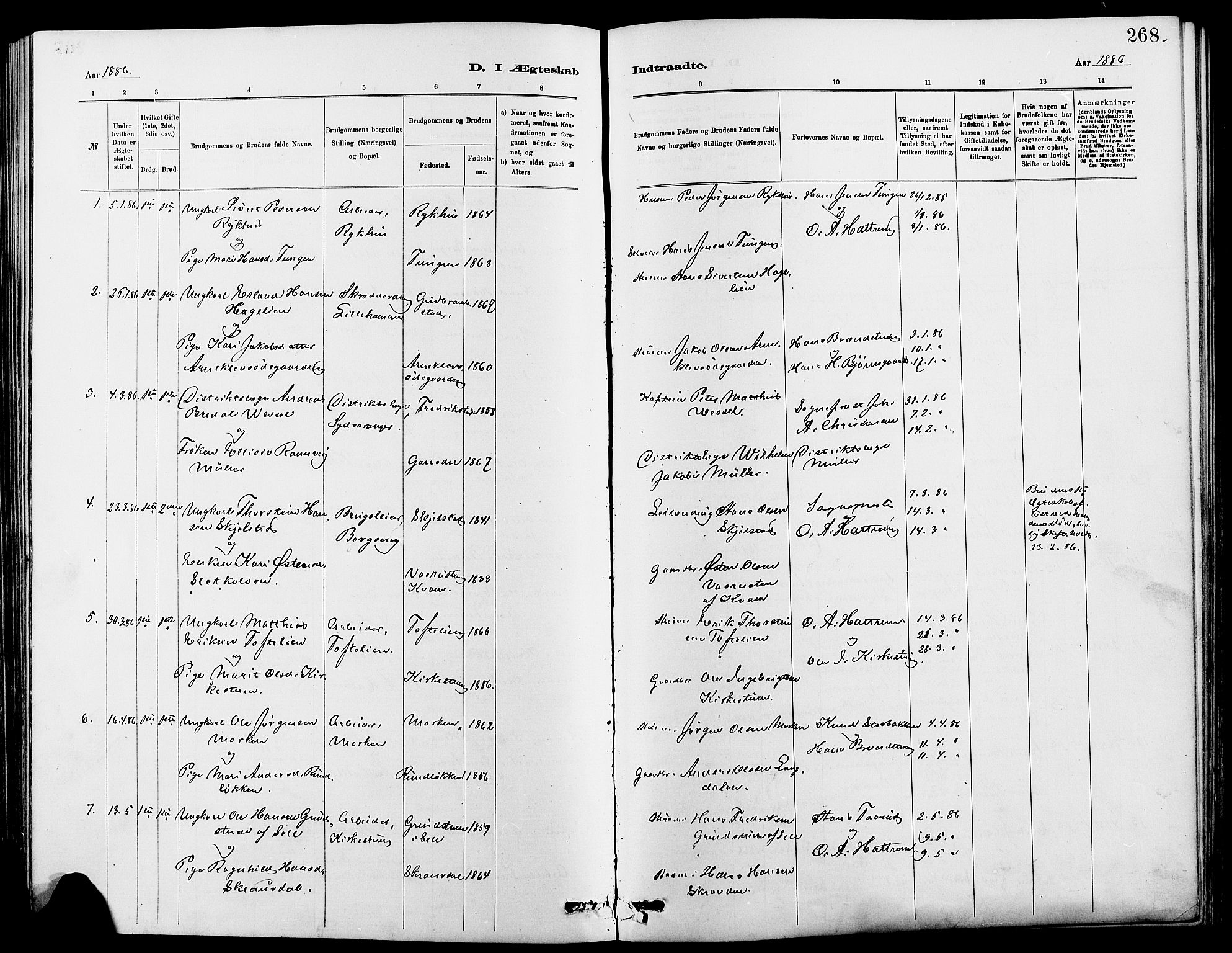 Dovre prestekontor, AV/SAH-PREST-066/H/Ha/Hab/L0002: Parish register (copy) no. 2, 1881-1907, p. 268