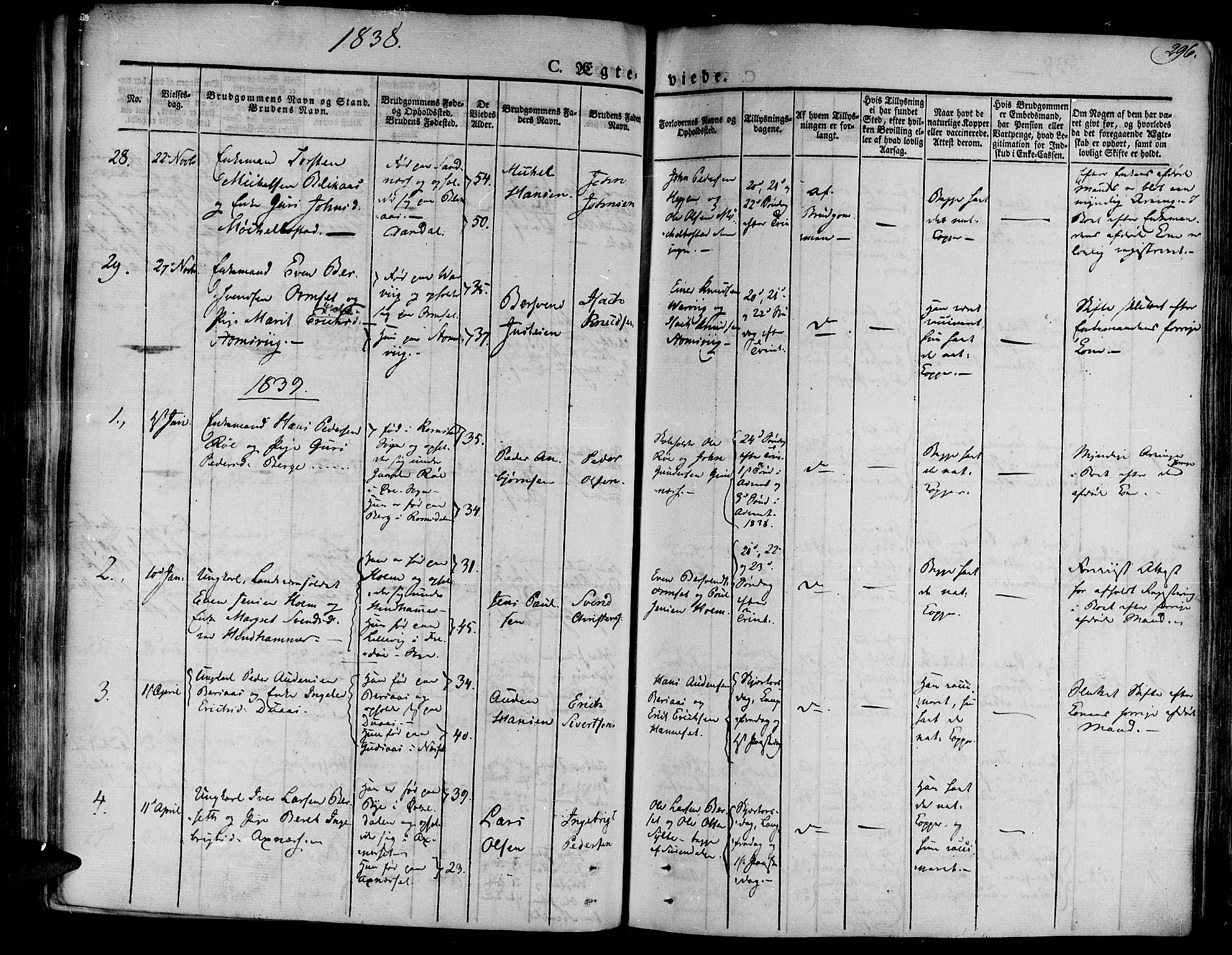 Ministerialprotokoller, klokkerbøker og fødselsregistre - Møre og Romsdal, AV/SAT-A-1454/586/L0983: Parish register (official) no. 586A09, 1829-1843, p. 296