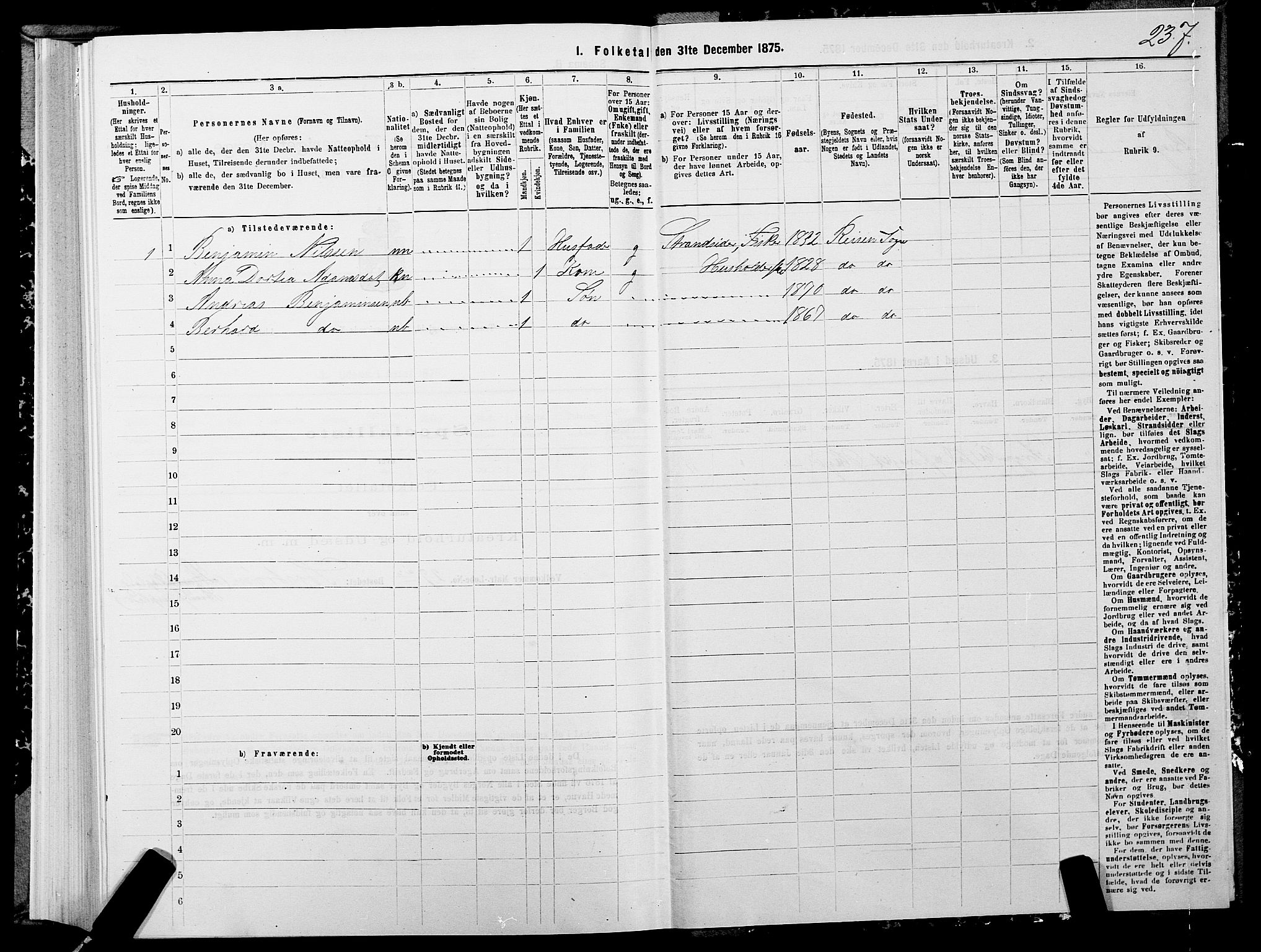 SATØ, 1875 census for 1927P Tranøy, 1875, p. 1237