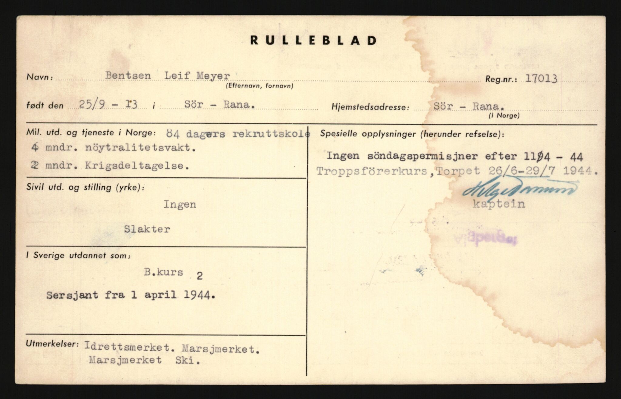 Forsvaret, Sør-Hålogaland landforsvar, AV/RA-RAFA-2552/P/Pa/L0302: Personellmapper for slettet personell, yrkesbefal og vernepliktig befal, født 1913-1916, 1932-1976, p. 25