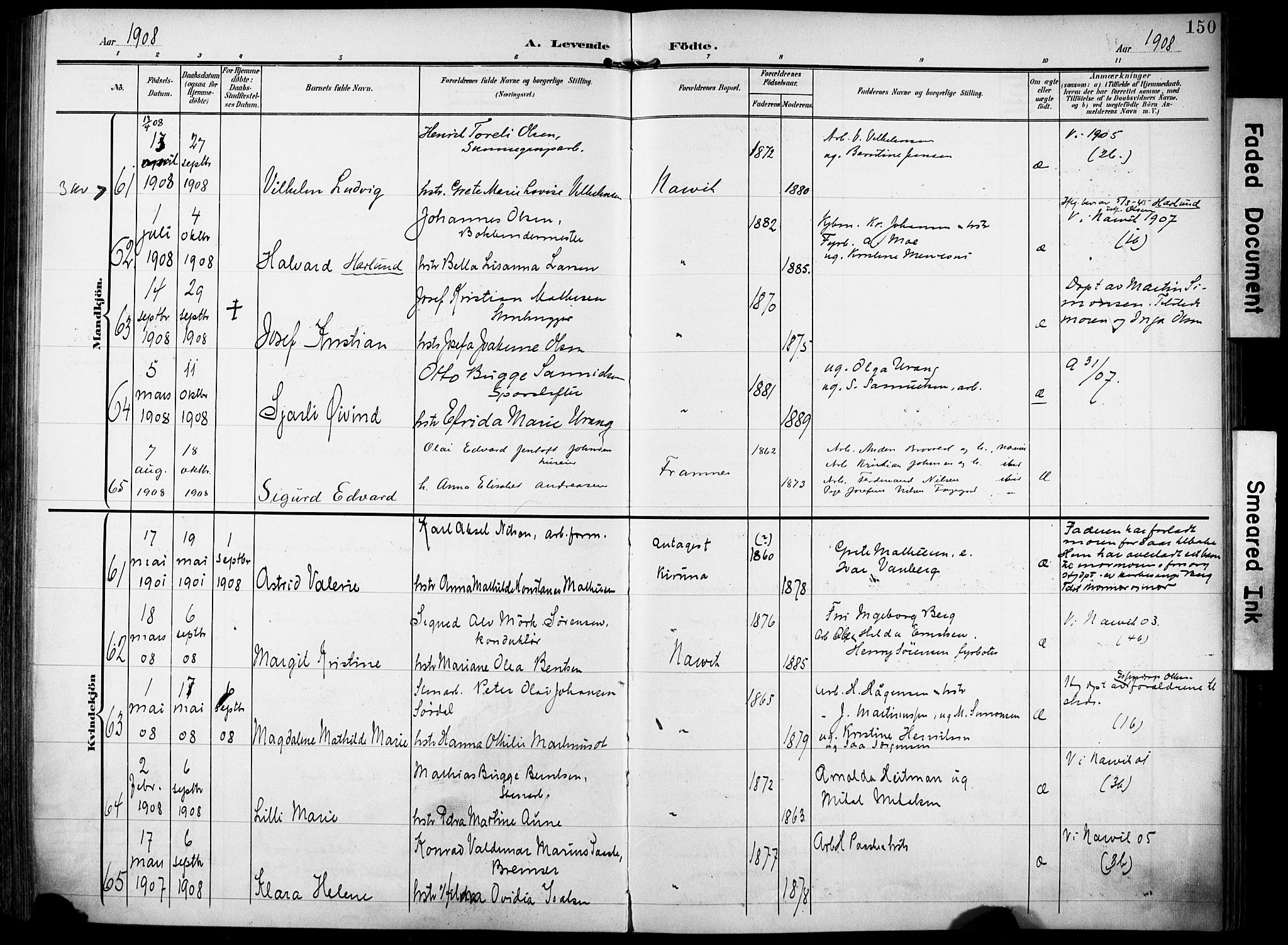 Ministerialprotokoller, klokkerbøker og fødselsregistre - Nordland, SAT/A-1459/871/L0994: Parish register (official) no. 871A10, 1902-1910, p. 150