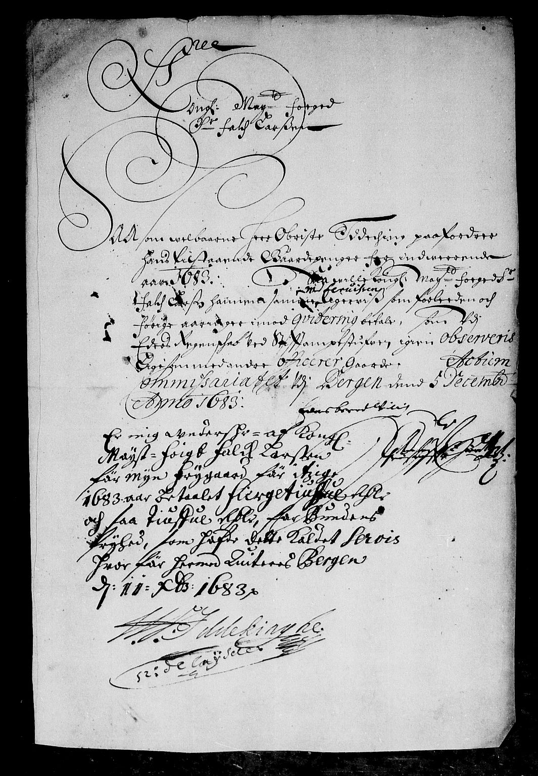 Rentekammeret inntil 1814, Reviderte regnskaper, Stiftamtstueregnskaper, Bergen stiftamt, AV/RA-EA-6043/R/Rc/L0066: Bergen stiftamt, 1683