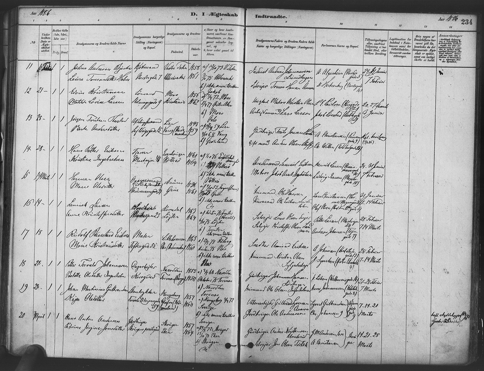 Paulus prestekontor Kirkebøker, AV/SAO-A-10871/F/Fa/L0004: Parish register (official) no. 4, 1879-1891, p. 234