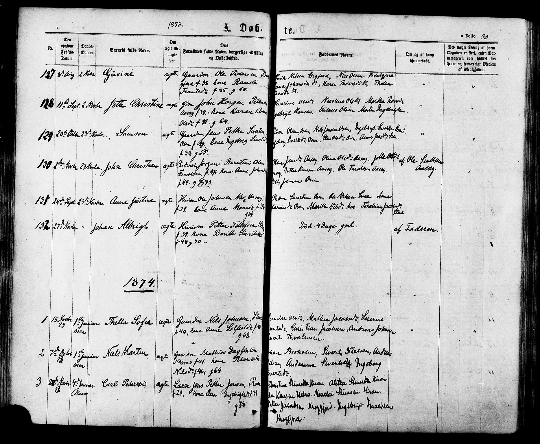 Ministerialprotokoller, klokkerbøker og fødselsregistre - Sør-Trøndelag, SAT/A-1456/657/L0706: Parish register (official) no. 657A07, 1867-1878, p. 90