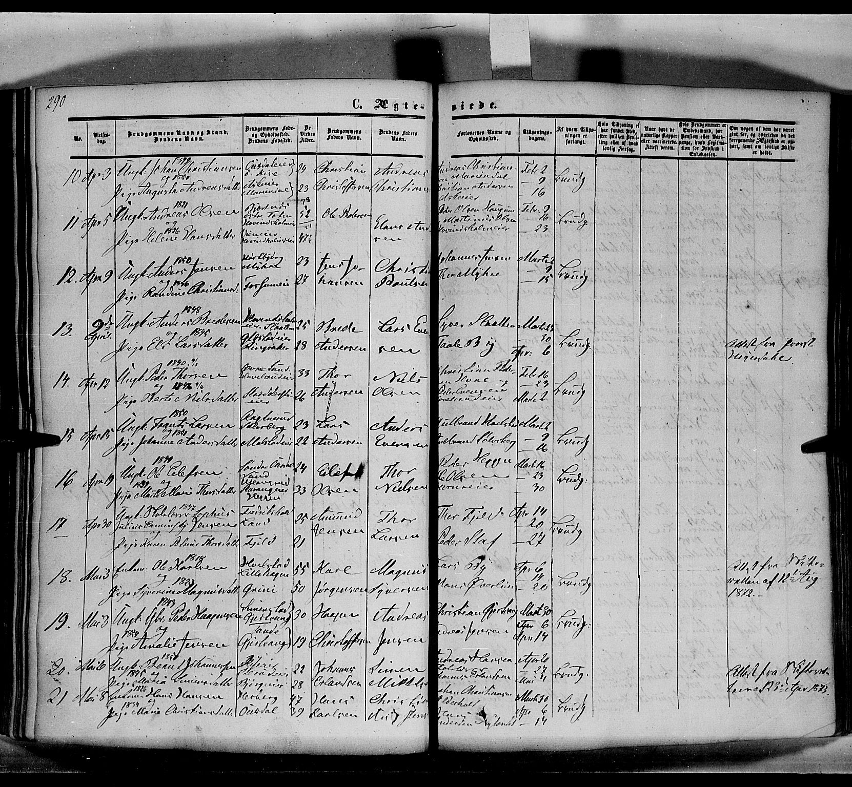 Nes prestekontor, Hedmark, AV/SAH-PREST-020/K/Ka/L0004: Parish register (official) no. 4, 1852-1886, p. 290