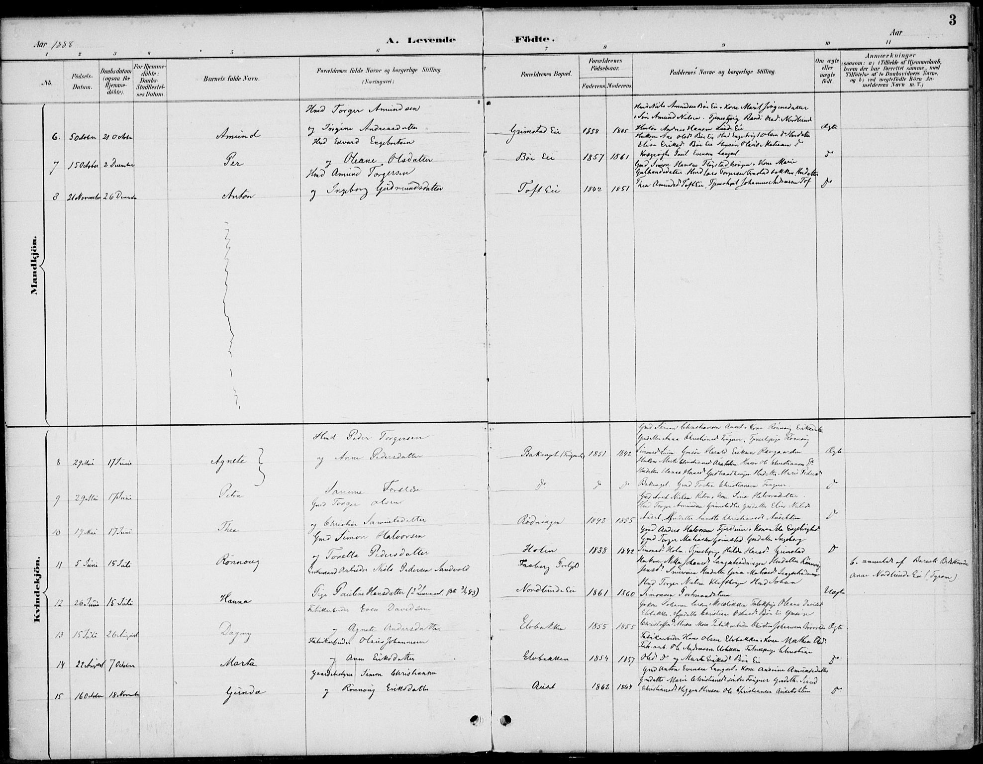 Østre Gausdal prestekontor, SAH/PREST-092/H/Ha/Haa/L0003: Parish register (official) no. 3, 1887-1901, p. 3