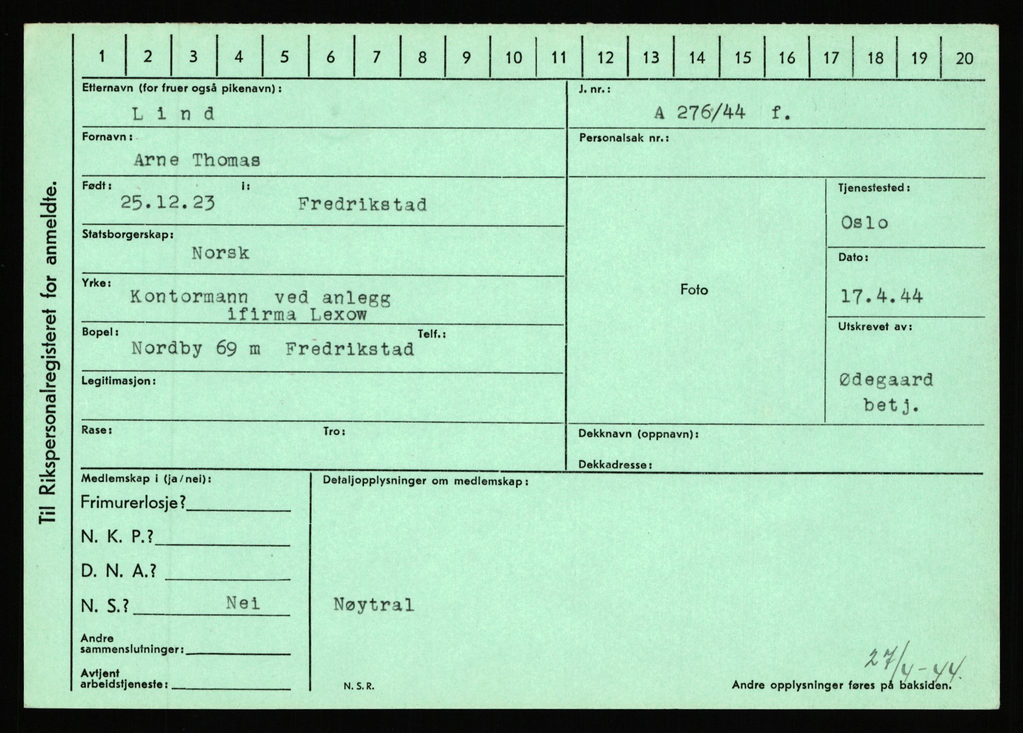 Statspolitiet - Hovedkontoret / Osloavdelingen, AV/RA-S-1329/C/Ca/L0010: Lind - Moksnes, 1943-1945, p. 8