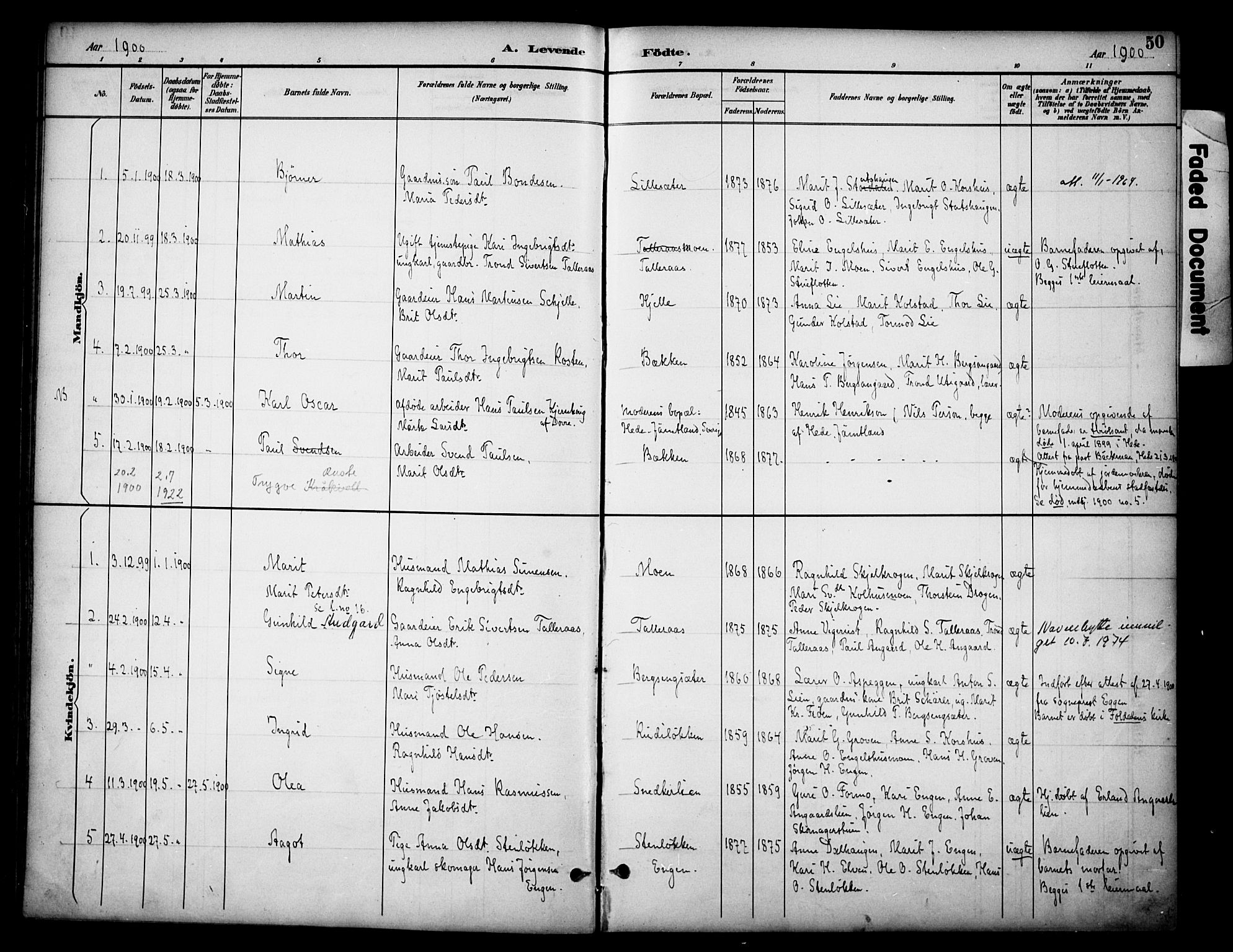 Dovre prestekontor, AV/SAH-PREST-066/H/Ha/Haa/L0003: Parish register (official) no. 3, 1891-1901, p. 50