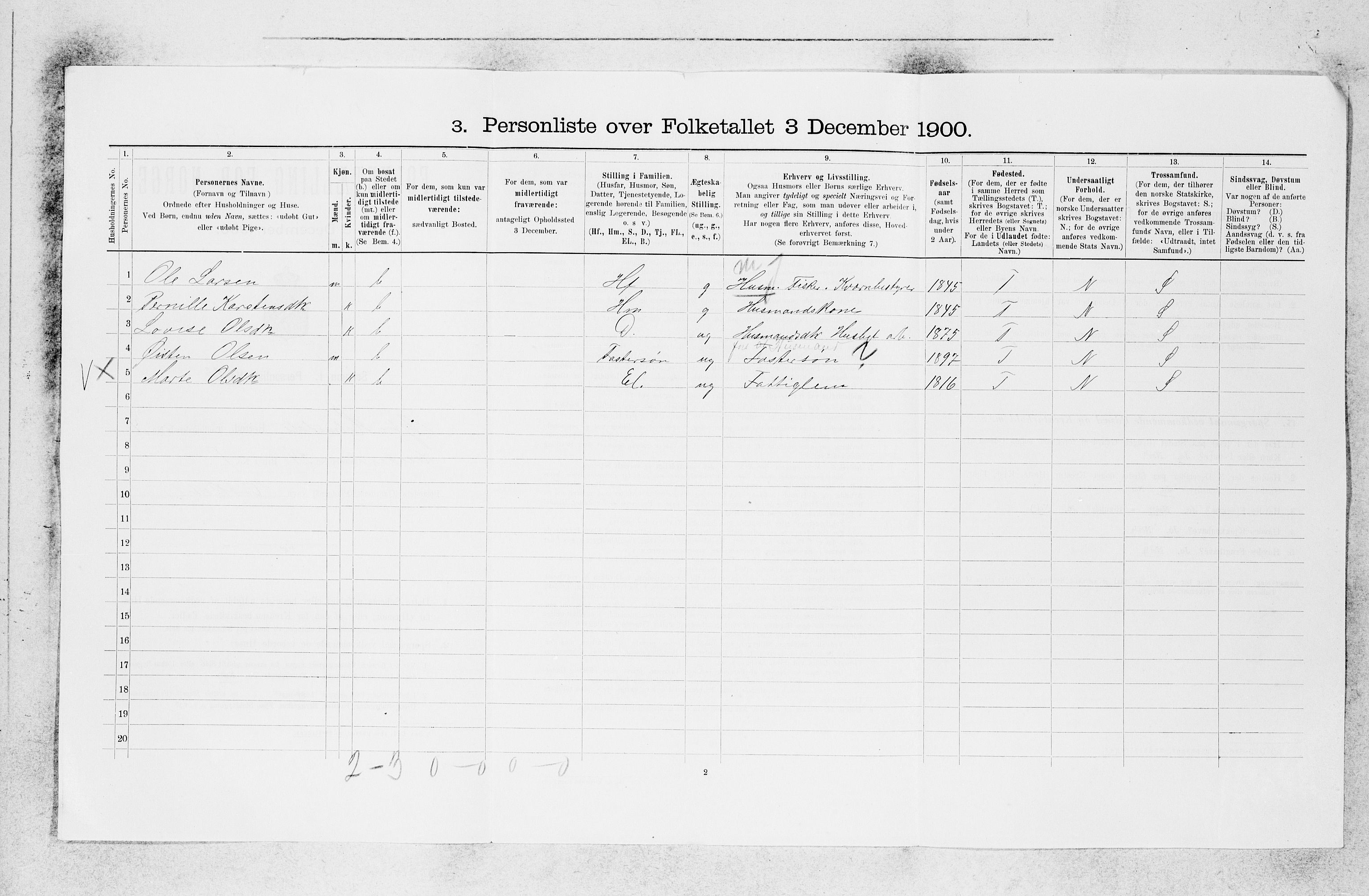 SAB, 1900 census for Ytre Holmedal, 1900, p. 57