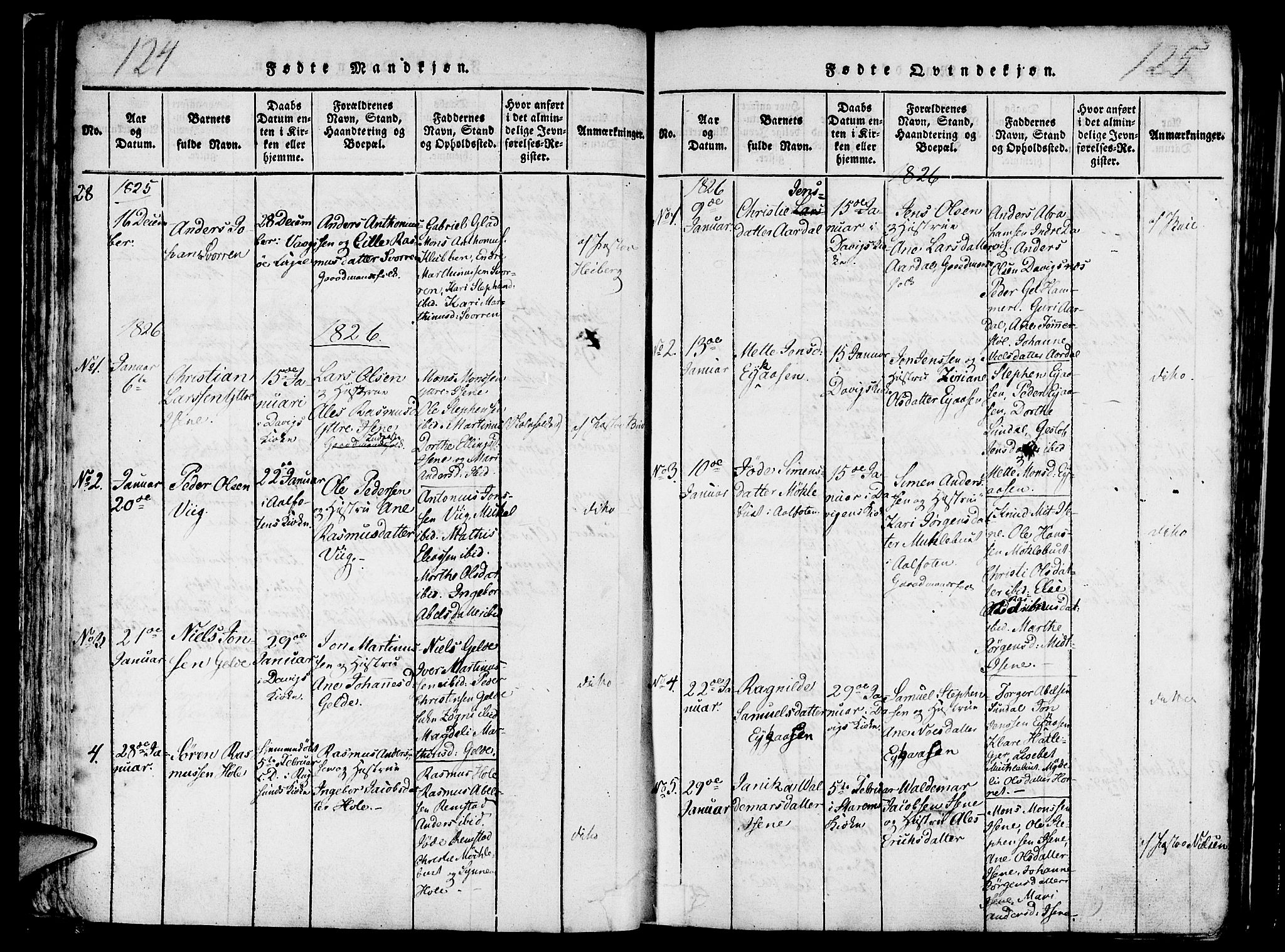 Davik sokneprestembete, AV/SAB-A-79701/H/Haa/Haaa/L0003: Parish register (official) no. A 3, 1816-1830, p. 124-125