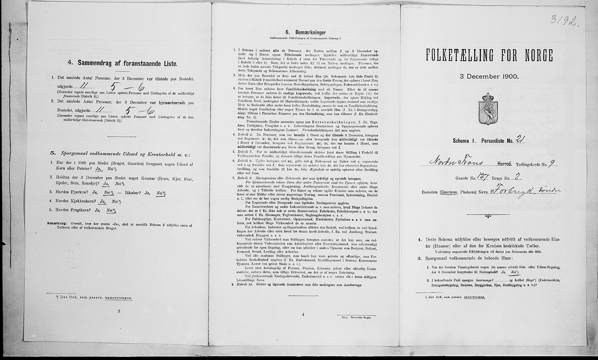 SAH, 1900 census for Nord-Fron, 1900, p. 1123