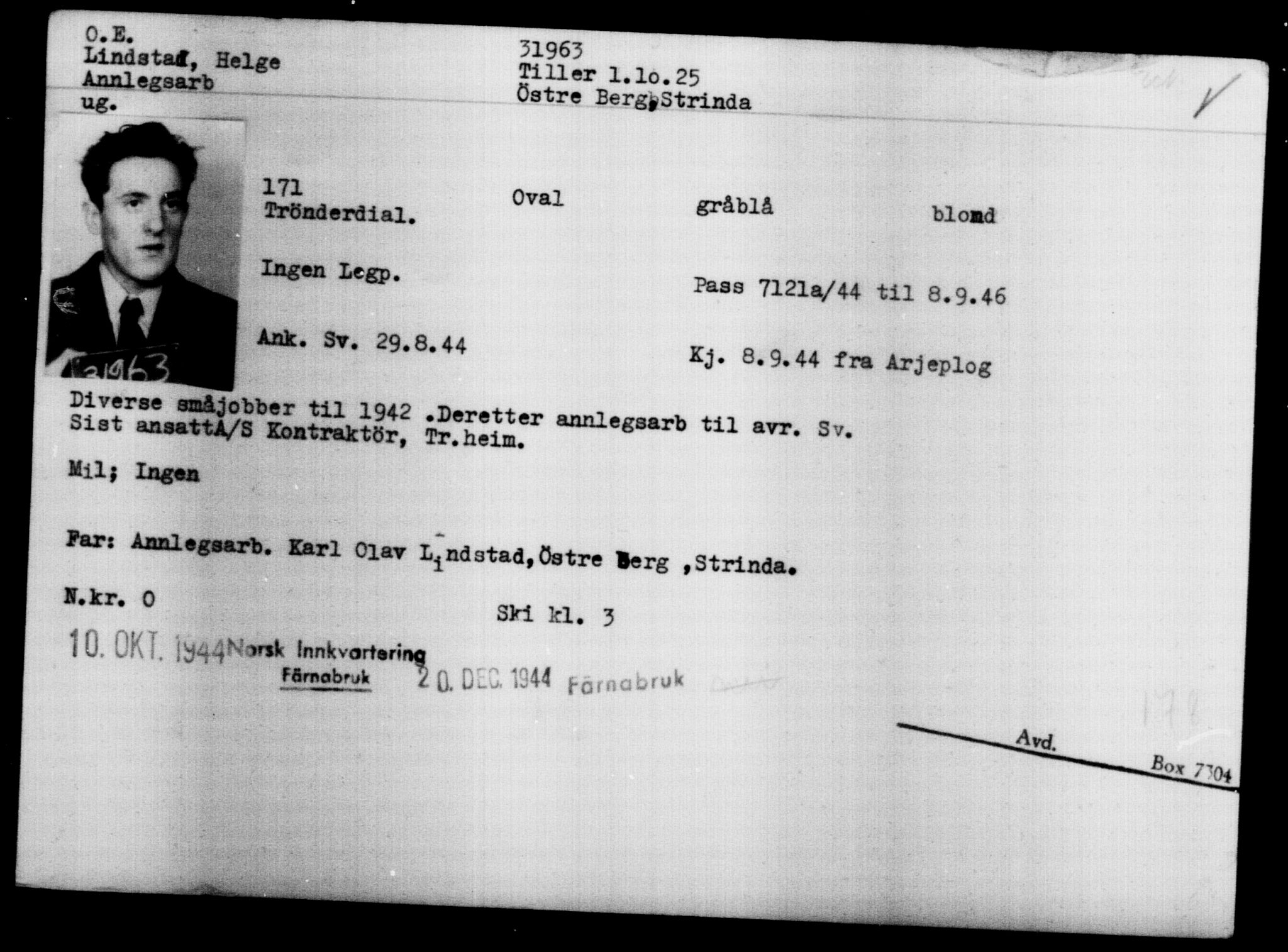 Utenriksstasjonene, Legasjonen i Stockholm, Flyktningkontoret, AV/RA-S-6753/V/Va/L0013: Kjesäterkartoteket, flyktninger med registreringsnr. 31500-34731, 1940-1945, p. 513