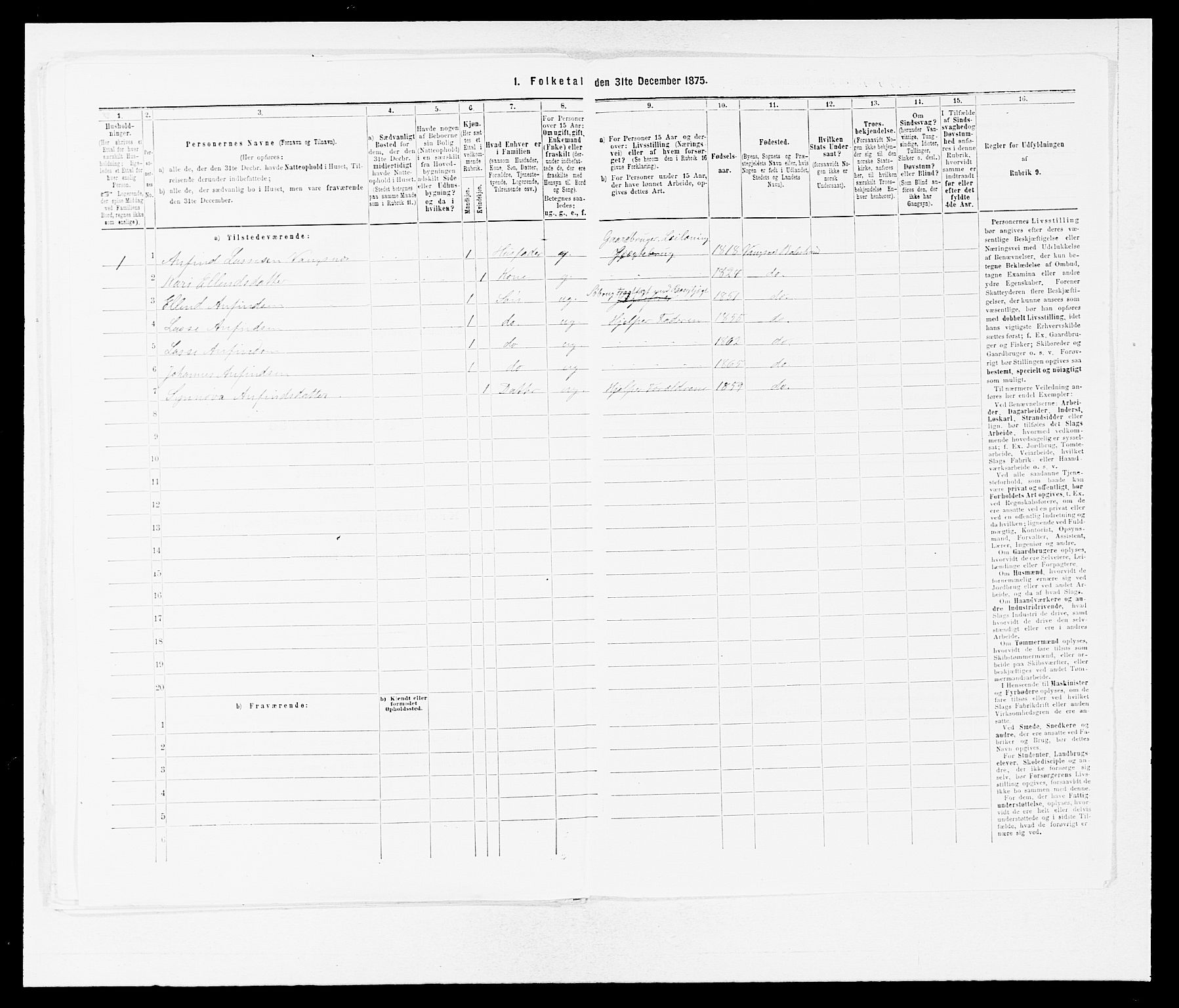 SAB, 1875 census for 1418P Balestrand, 1875, p. 639