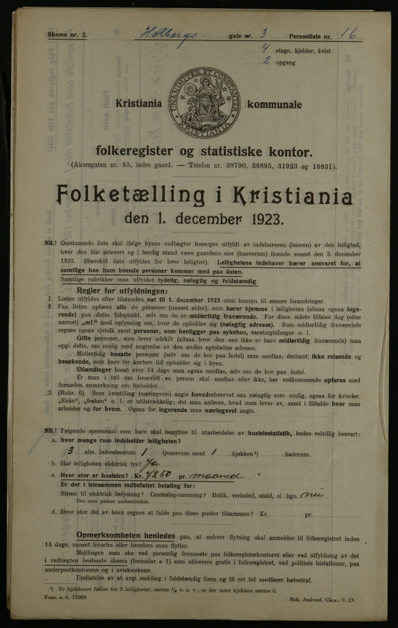 OBA, Municipal Census 1923 for Kristiania, 1923, p. 45083