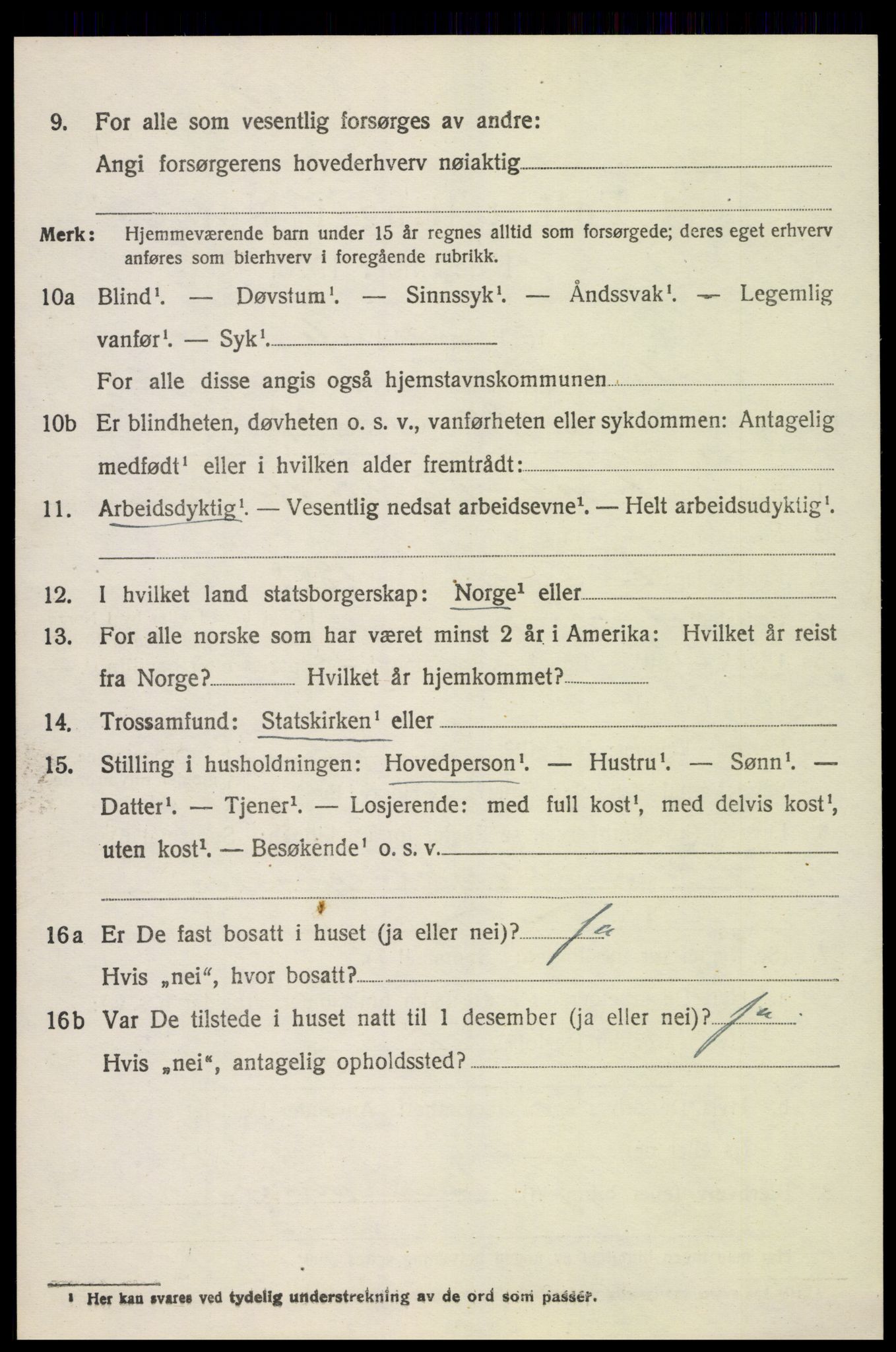 SAH, 1920 census for Fåberg, 1920, p. 9523