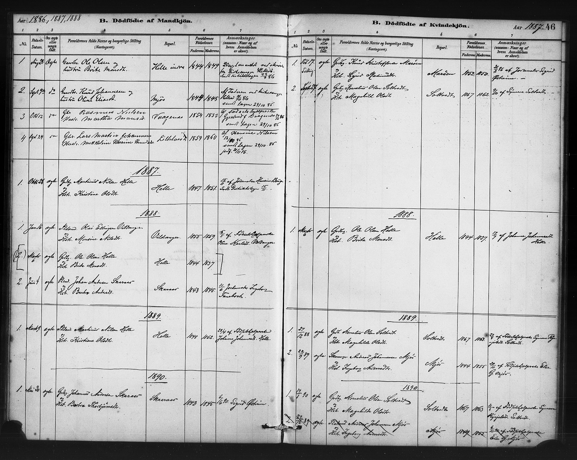 Manger sokneprestembete, SAB/A-76801/H/Haa: Parish register (official) no. C 1, 1881-1890, p. 46