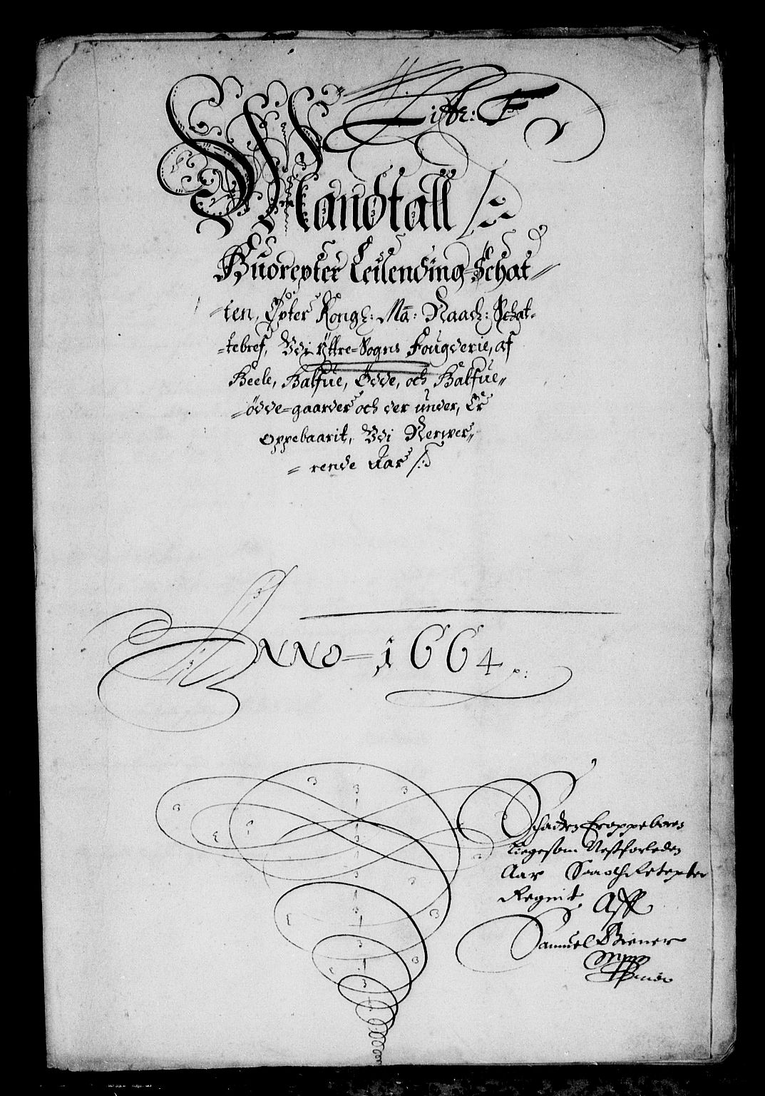 Rentekammeret inntil 1814, Reviderte regnskaper, Stiftamtstueregnskaper, Bergen stiftamt, AV/RA-EA-6043/R/Rc/L0012: Bergen stiftamt, 1664