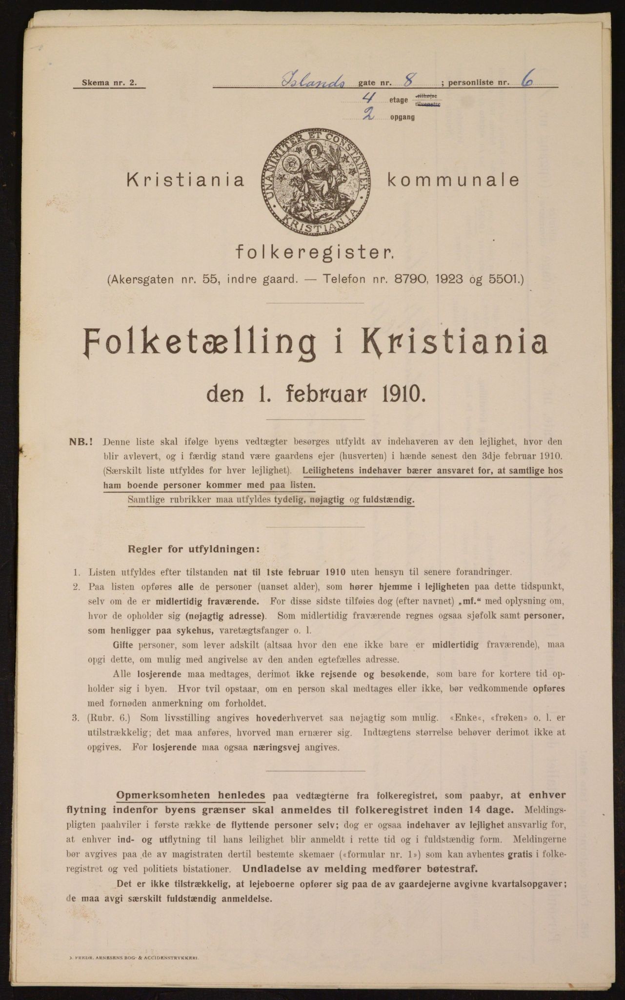 OBA, Municipal Census 1910 for Kristiania, 1910, p. 43481