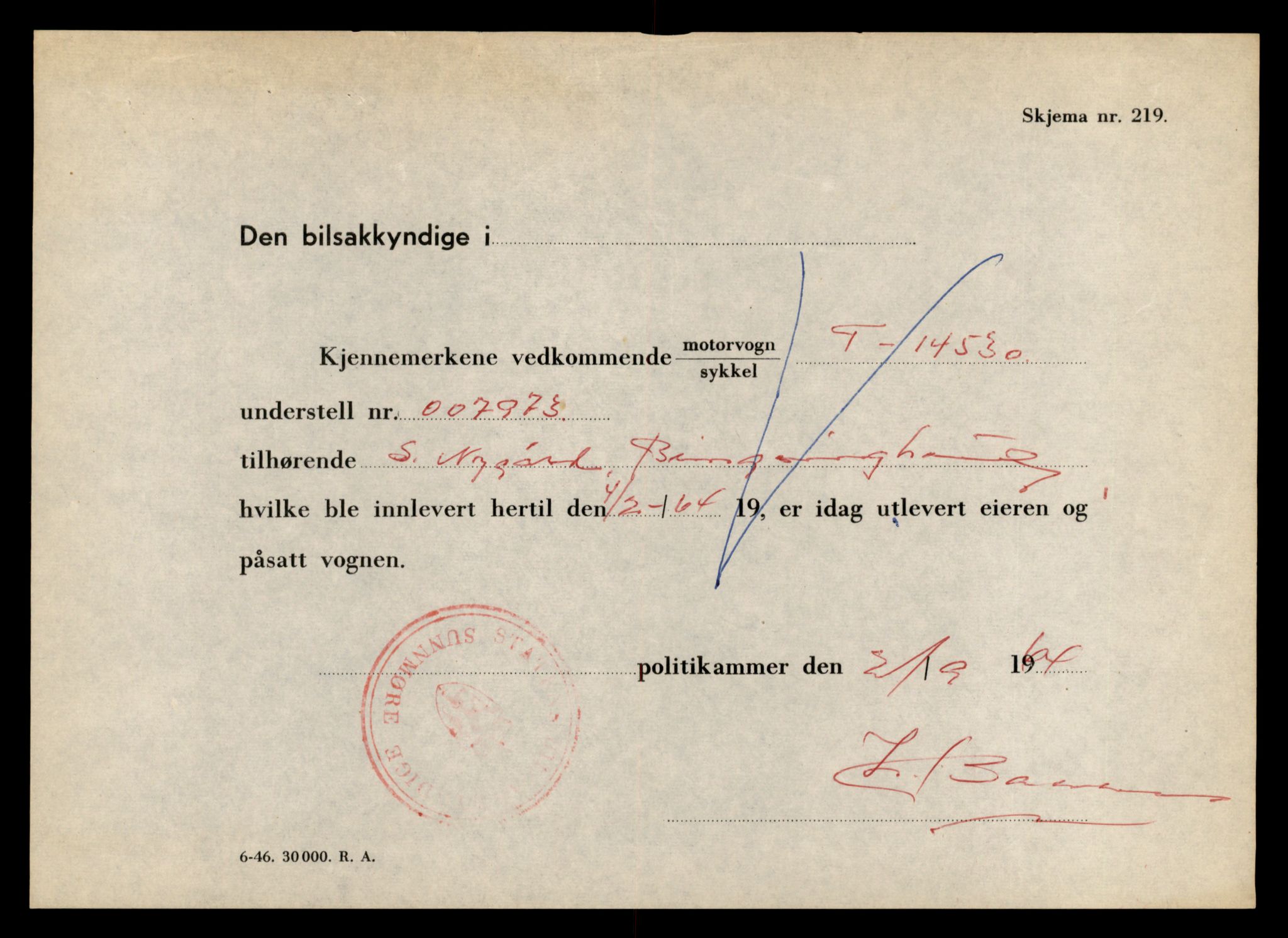 Møre og Romsdal vegkontor - Ålesund trafikkstasjon, AV/SAT-A-4099/F/Fe/L0046: Registreringskort for kjøretøy T 14445 - T 14579, 1927-1998