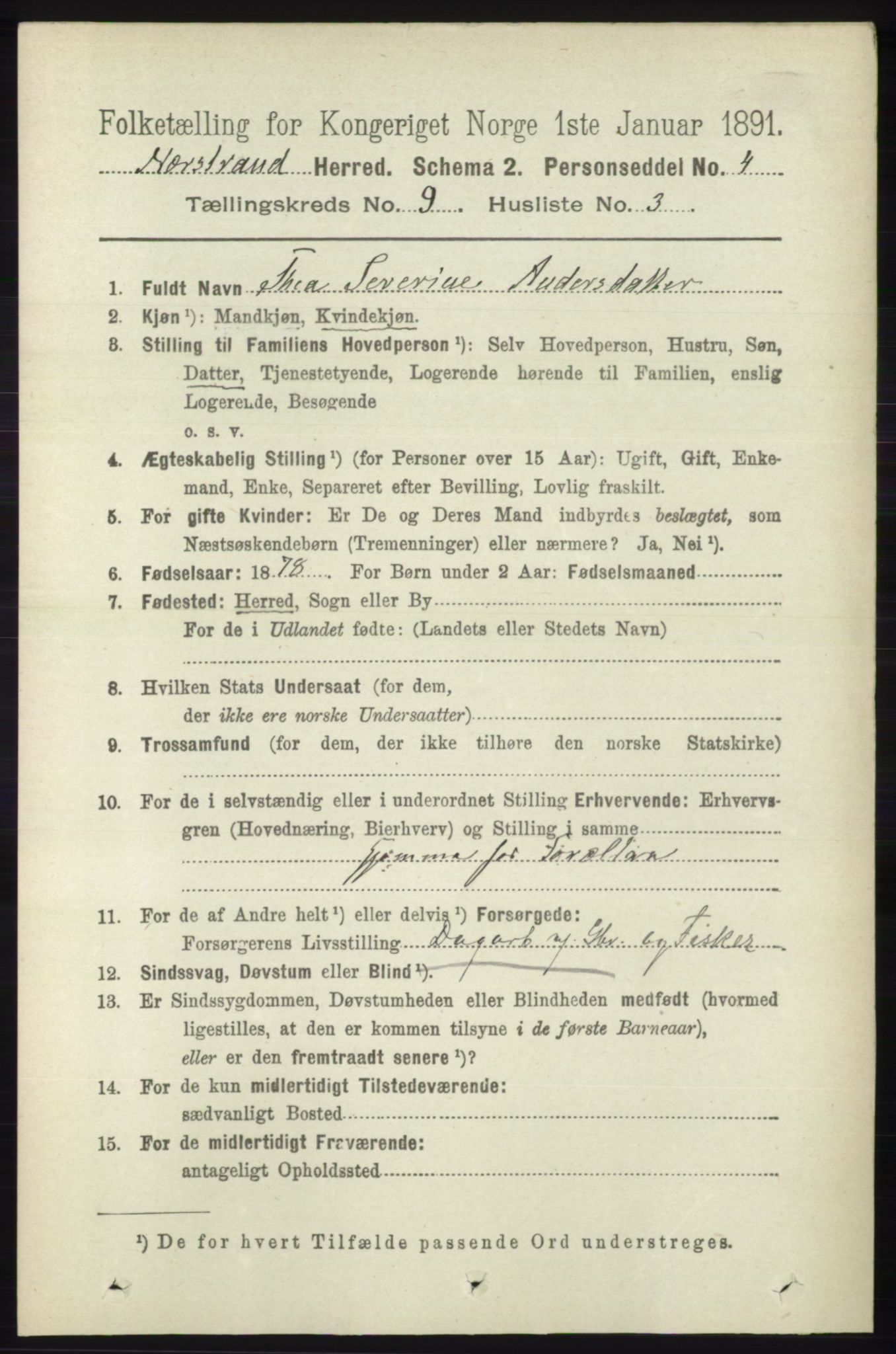 RA, 1891 census for 1139 Nedstrand, 1891, p. 1673