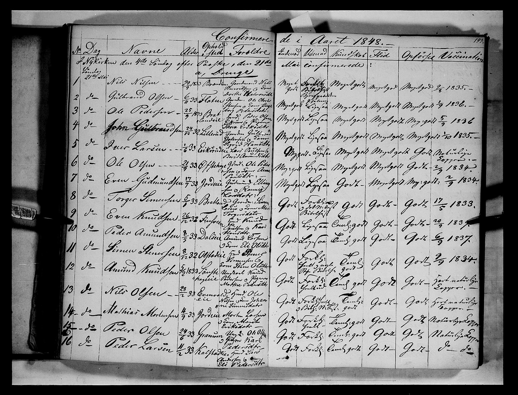 Gausdal prestekontor, SAH/PREST-090/H/Ha/Haa/L0007: Parish register (official) no. 7, 1840-1850, p. 193