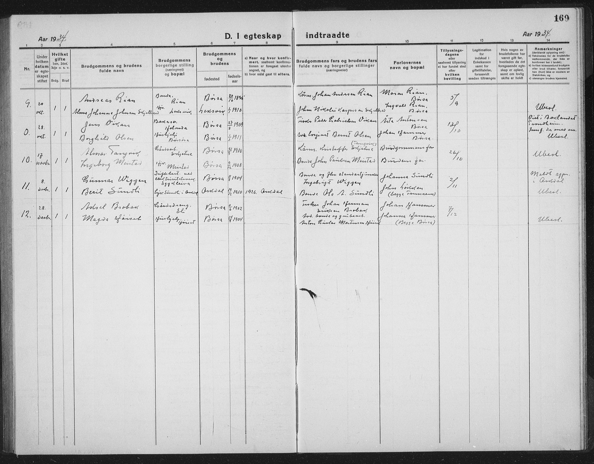 Ministerialprotokoller, klokkerbøker og fødselsregistre - Sør-Trøndelag, SAT/A-1456/665/L0778: Parish register (copy) no. 665C03, 1916-1938, p. 169