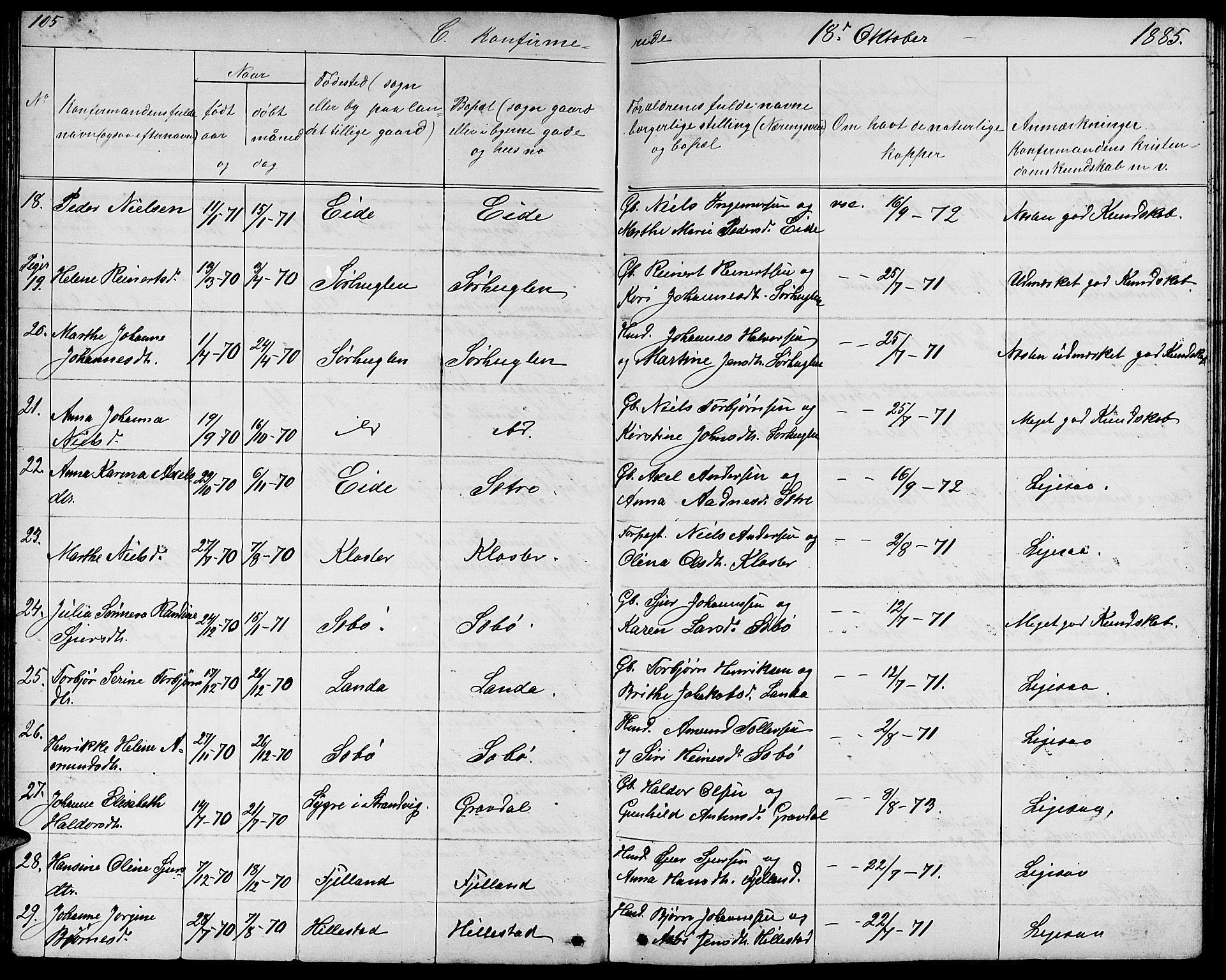 Fjelberg sokneprestembete, SAB/A-75201/H/Hab: Parish register (copy) no. B 3, 1868-1888, p. 105