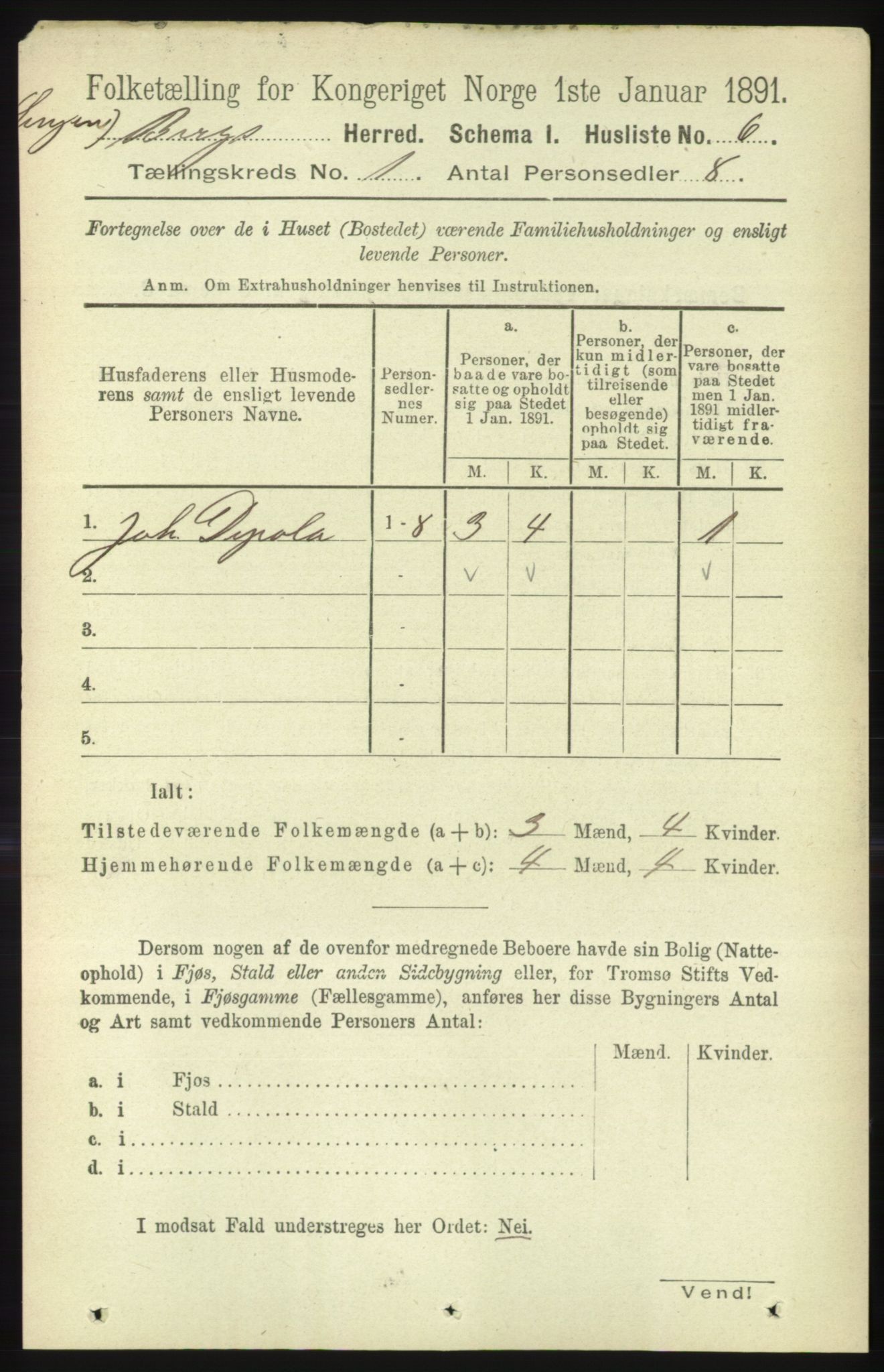 RA, 1891 census for 1929 Berg, 1891, p. 19