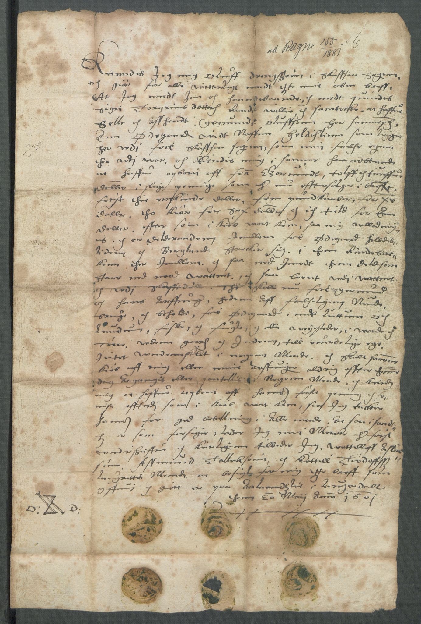 Riksarkivets diplomsamling, RA/EA-5965/F02/L0110: Dokumenter, 1601, p. 48