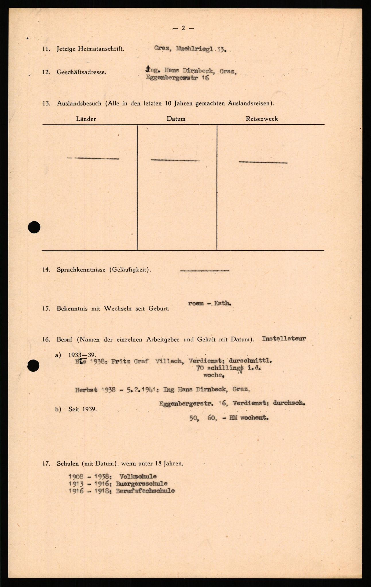 Forsvaret, Forsvarets overkommando II, AV/RA-RAFA-3915/D/Db/L0039: CI Questionaires. Tyske okkupasjonsstyrker i Norge. Østerrikere., 1945-1946, p. 462