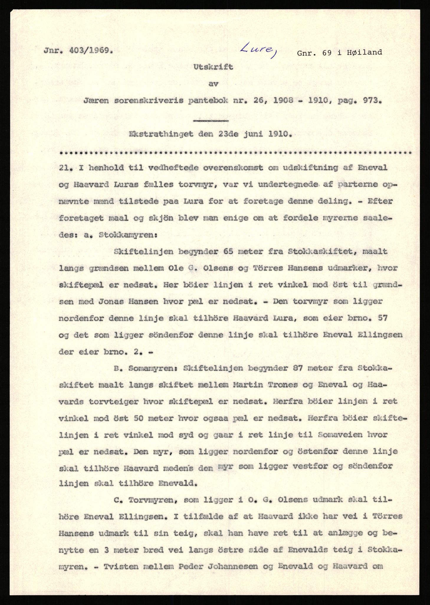 Statsarkivet i Stavanger, SAST/A-101971/03/Y/Yj/L0055: Avskrifter sortert etter gårdsnavn: Lunde nordre - Løining i Elven, 1750-1930, p. 506