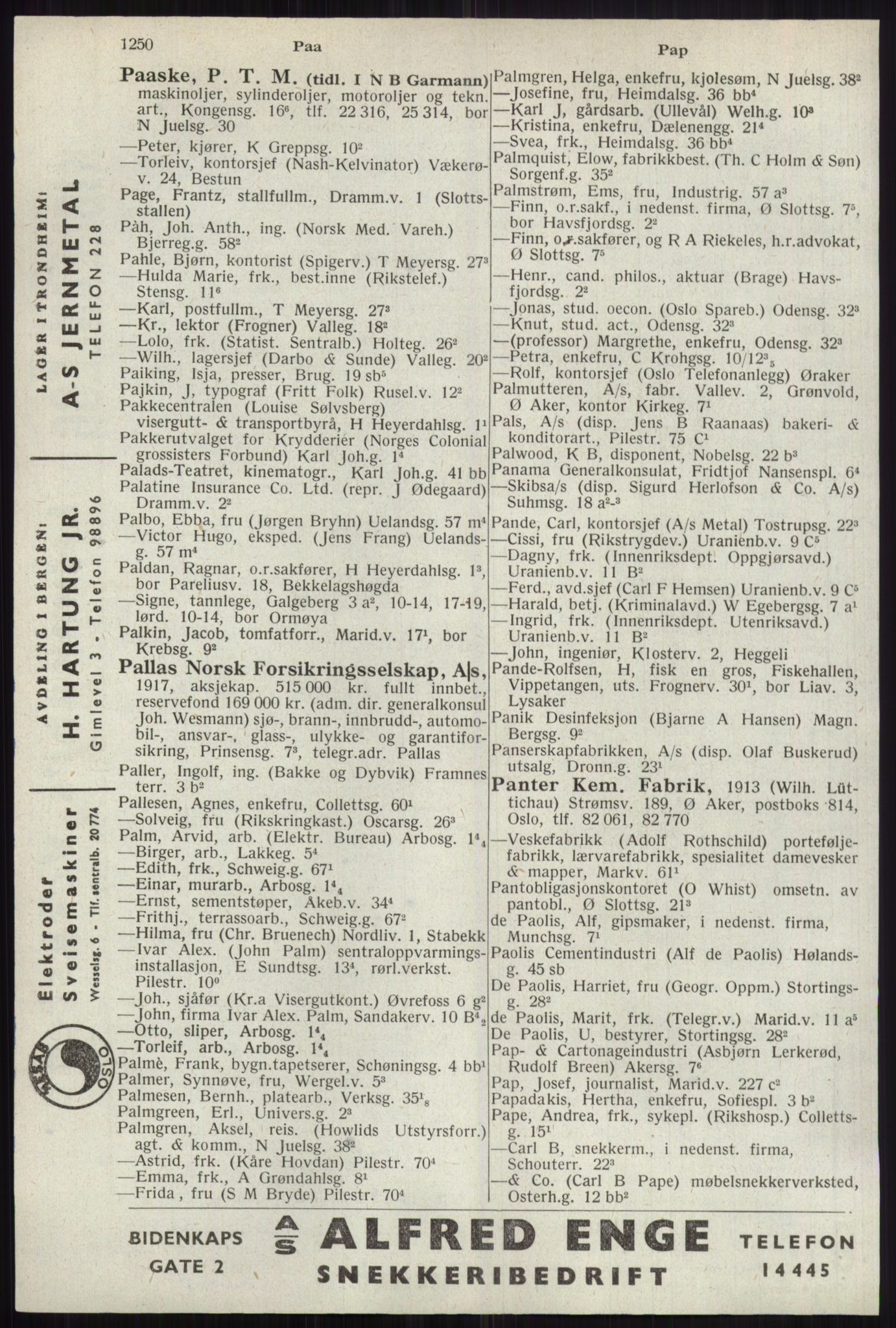 Kristiania/Oslo adressebok, PUBL/-, 1941, p. 1250