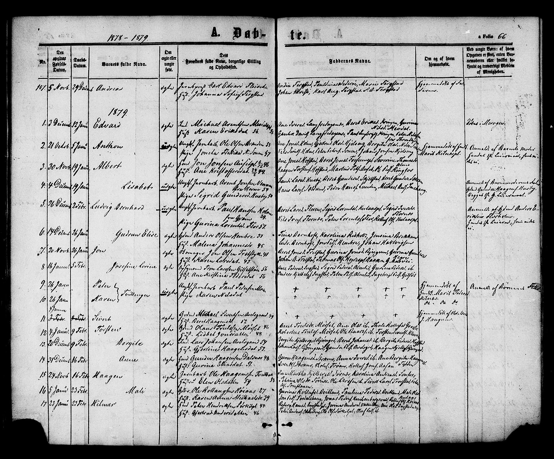 Ministerialprotokoller, klokkerbøker og fødselsregistre - Nord-Trøndelag, SAT/A-1458/703/L0029: Parish register (official) no. 703A02, 1863-1879, p. 66