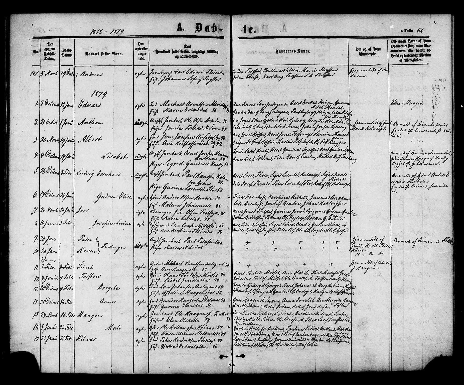 Ministerialprotokoller, klokkerbøker og fødselsregistre - Nord-Trøndelag, AV/SAT-A-1458/703/L0029: Parish register (official) no. 703A02, 1863-1879, p. 66