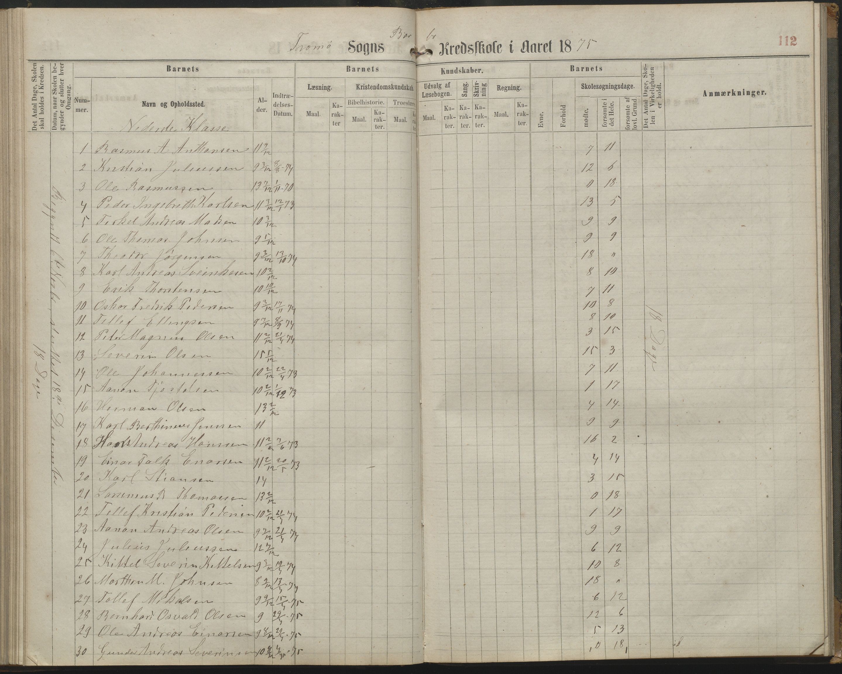 Arendal kommune, Katalog I, AAKS/KA0906-PK-I/07/L0161: Skoleprotokoll for 2. og 3. klasse, 1863-1877, p. 112