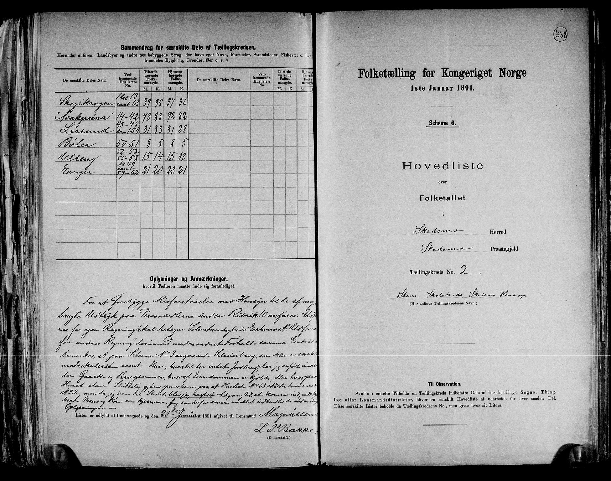 RA, 1891 census for 0231 Skedsmo, 1891, p. 6