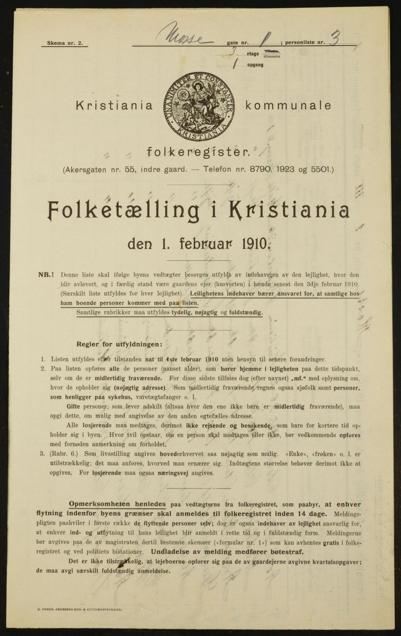 OBA, Municipal Census 1910 for Kristiania, 1910, p. 63556