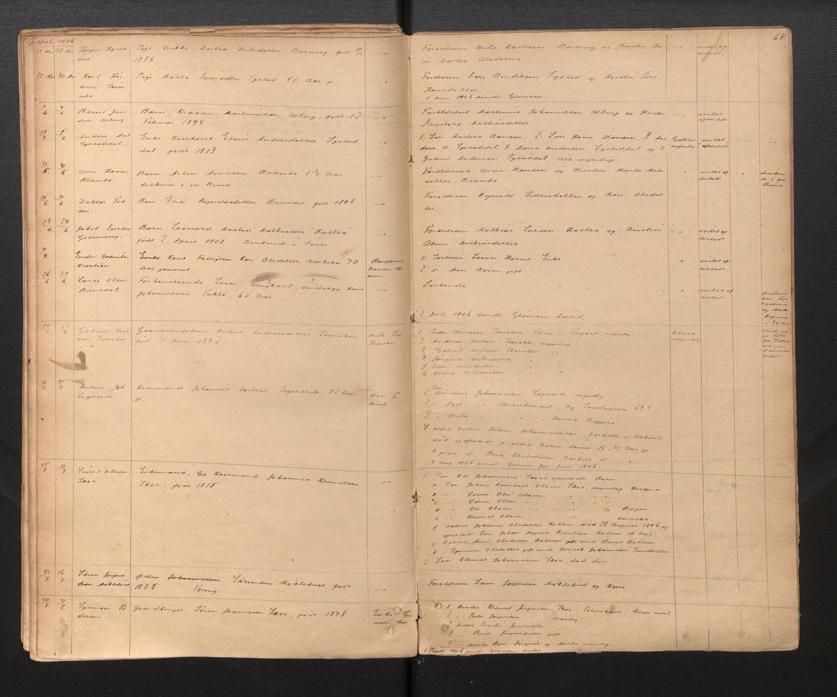 Lensmannen i Hyllestad, AV/SAB-A-28301/0006/L0005: Dødsfallprotokoll, 1882-1912, p. 64