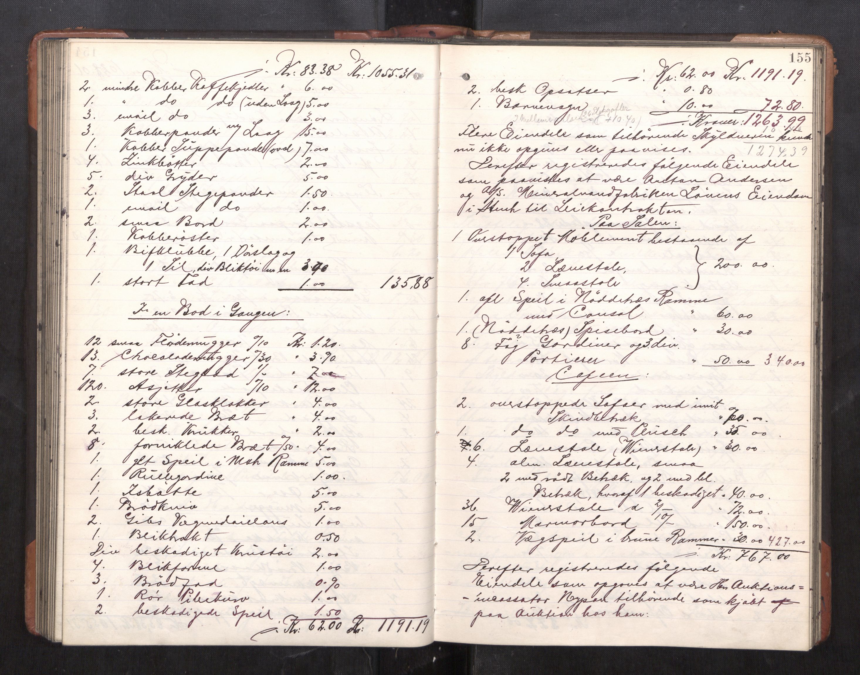 Trondheim byfogd, AV/SAT-A-0003/1/3/3C/L0025: Skifteregistreringsprotokoll - 24/1-14/7. (u/ register), 1906-1909, p. 155