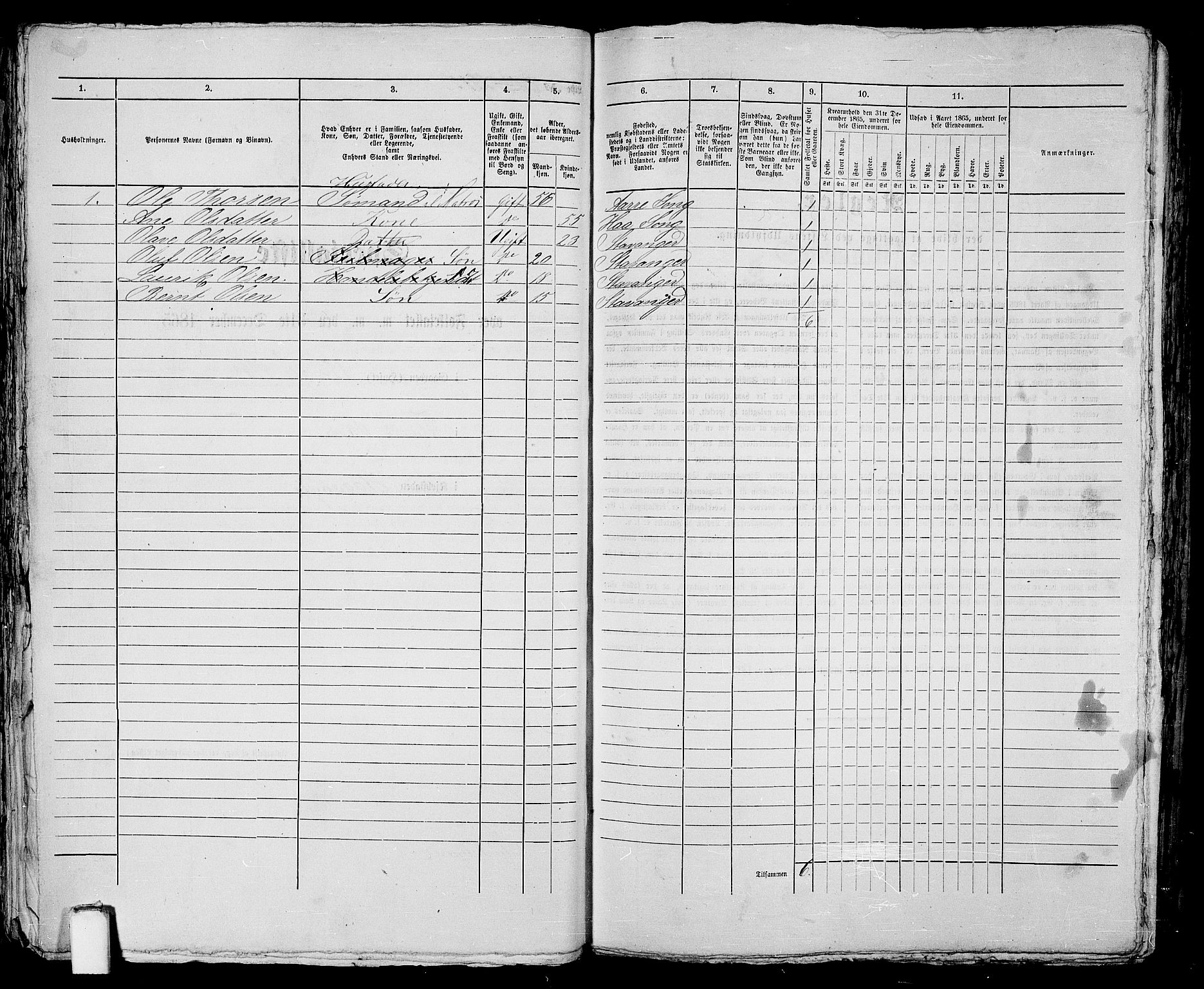 RA, 1865 census for Stavanger, 1865, p. 612