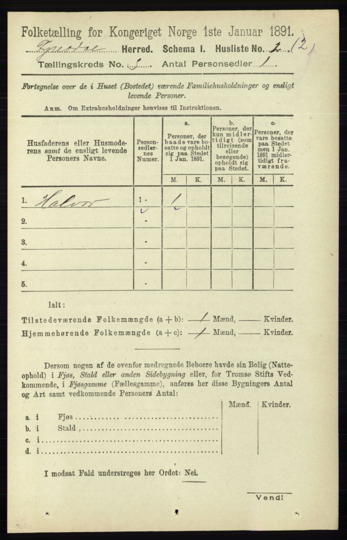 RA, 1891 census for 0831 Fyresdal, 1891, p. 536